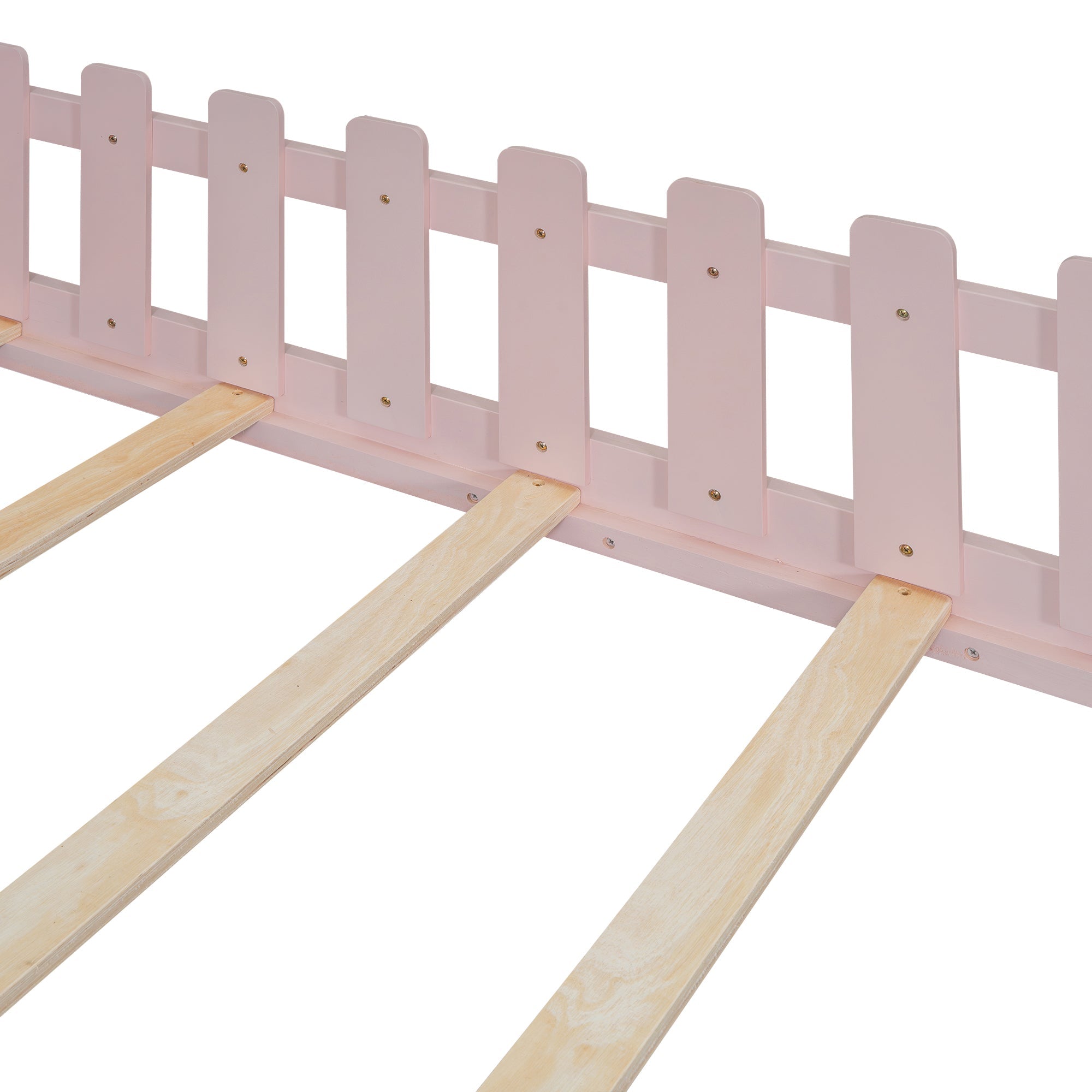 Logidon vlakbed 140x200 cm roze kinderbed met railing
