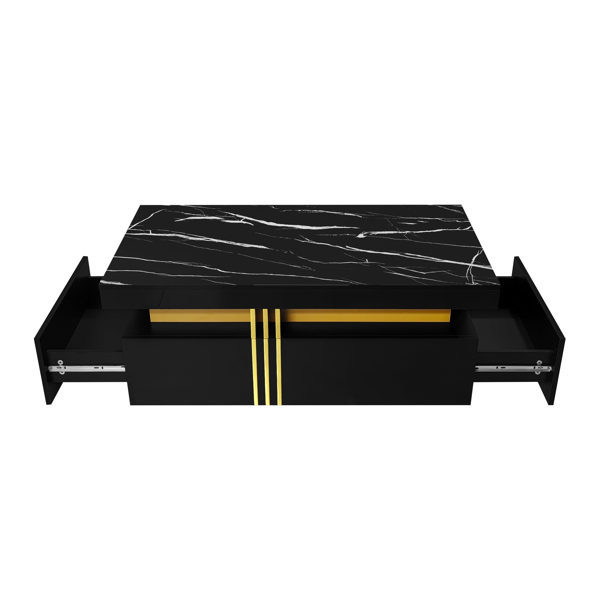 Logidon Zwarte tv-wandmeubelset 2 tv-kast salontafel marmerlook