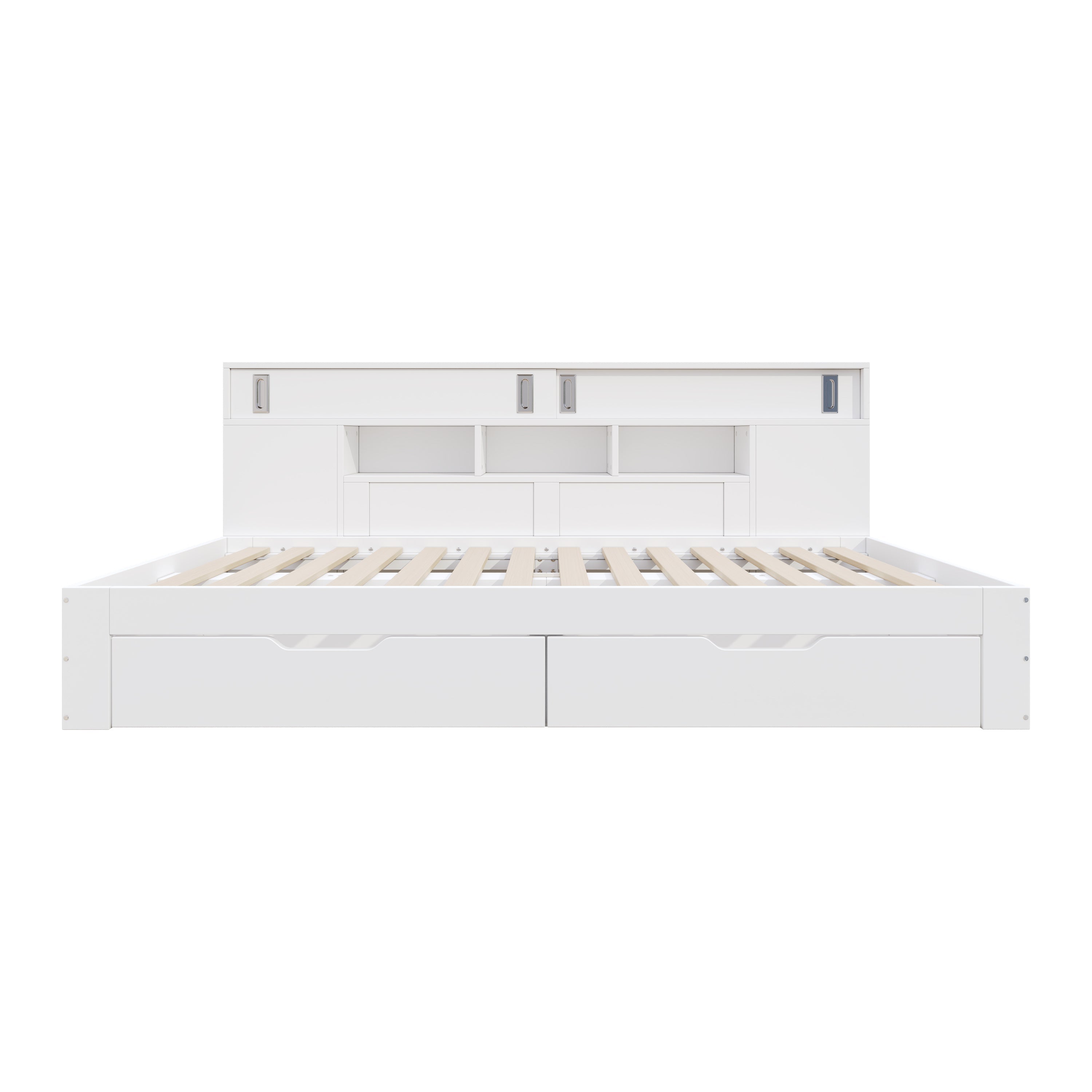 Logidon kinderbed 135x190 cm met opbergruimte, planken en kast wit