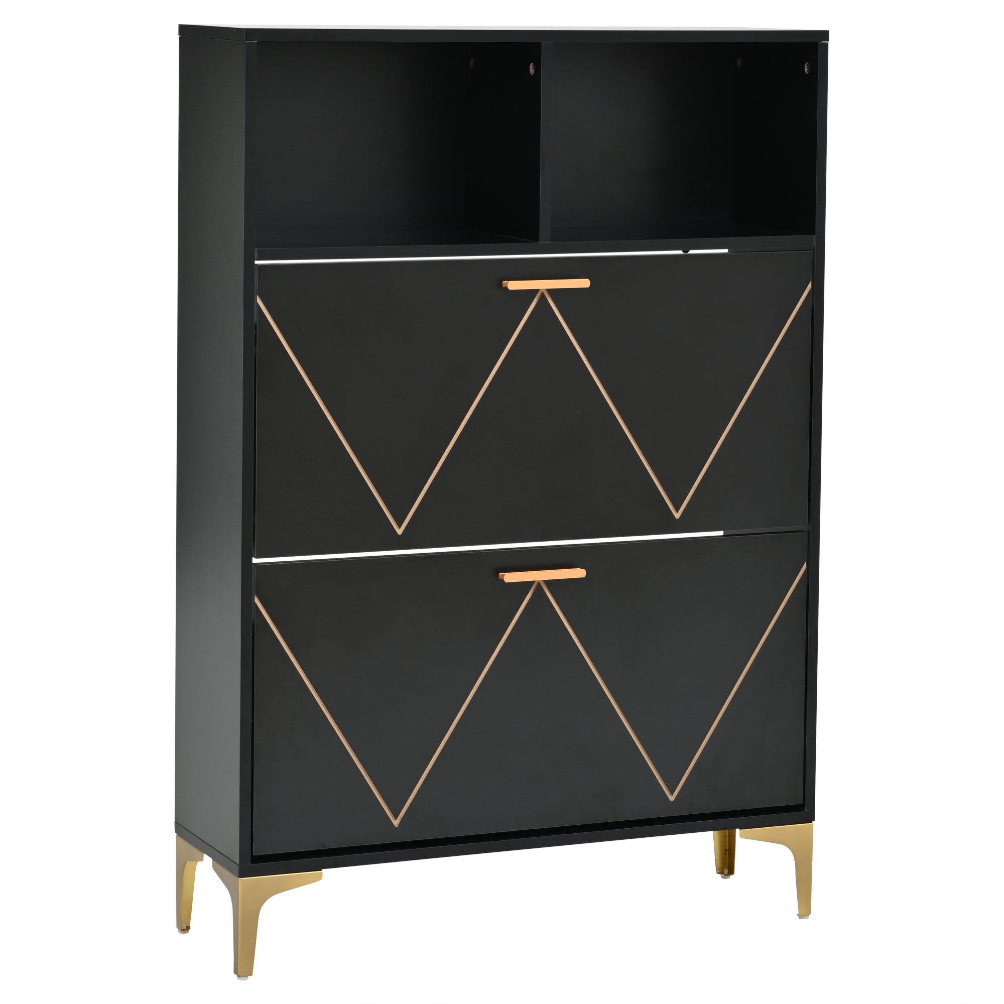 Logidon shoe cabinet 80x25x117 cm black with folding doors and four shoe shelves