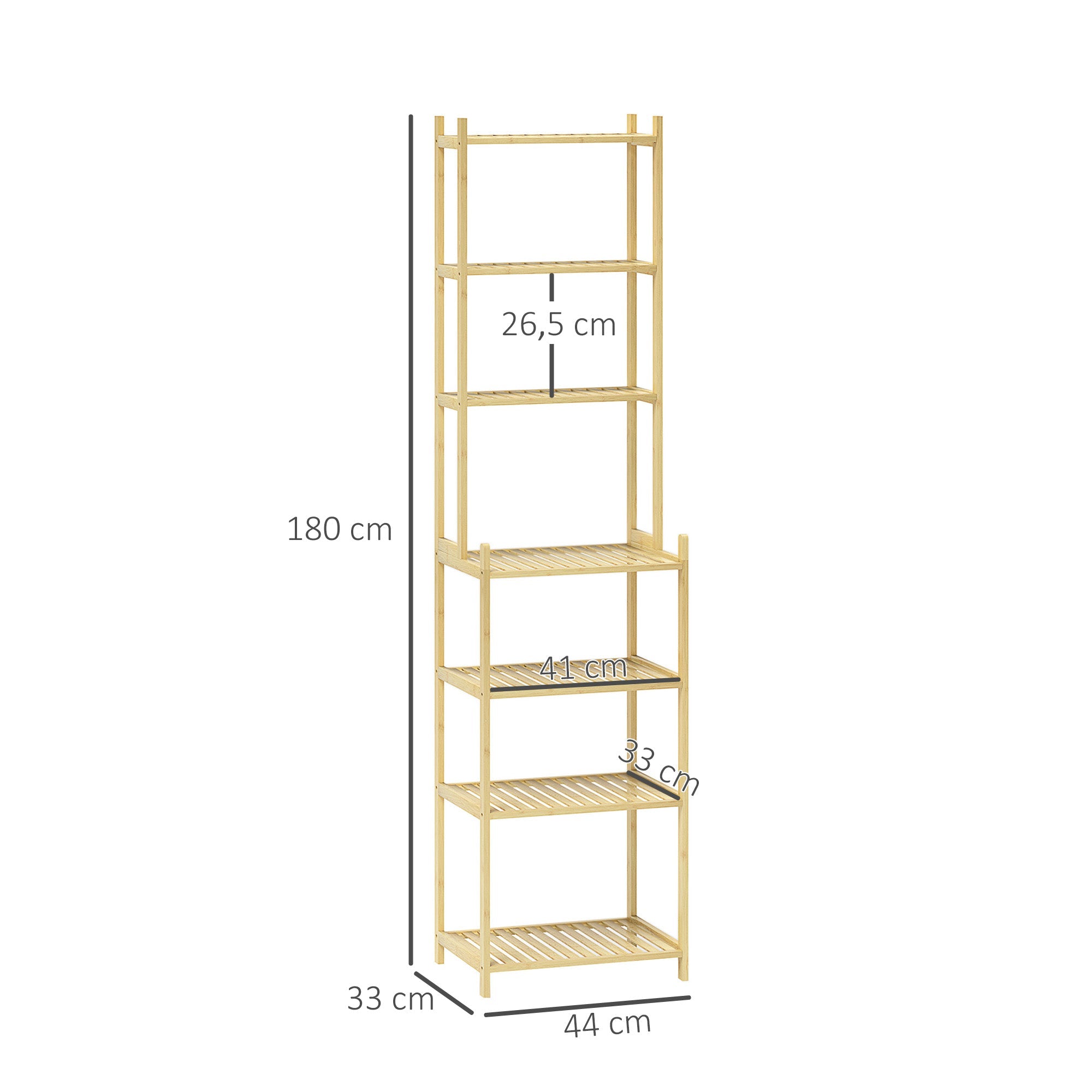 Logidon badkamerplank naturel bamboe 7 niveaus ladderplank 44x33x180 cm
