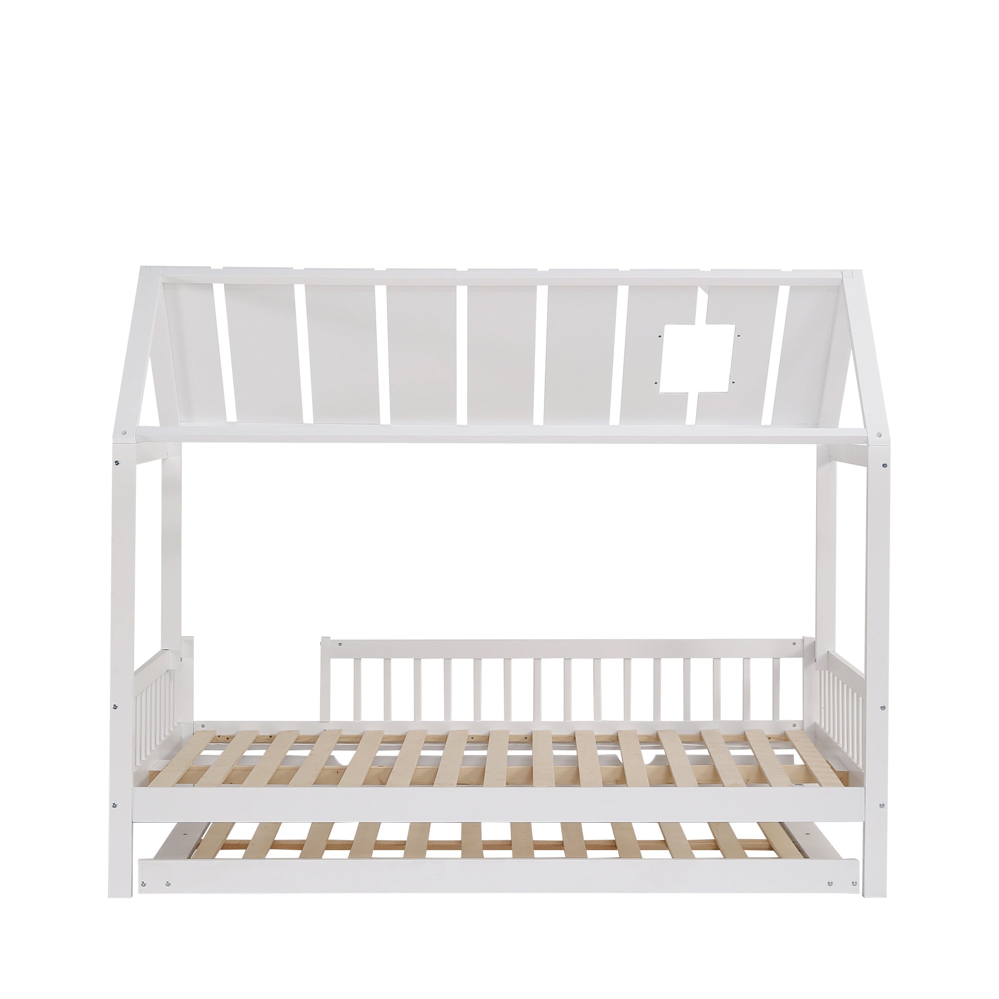Logidon huisbed met onderschuifbed wit grenen MDF 120x200/190