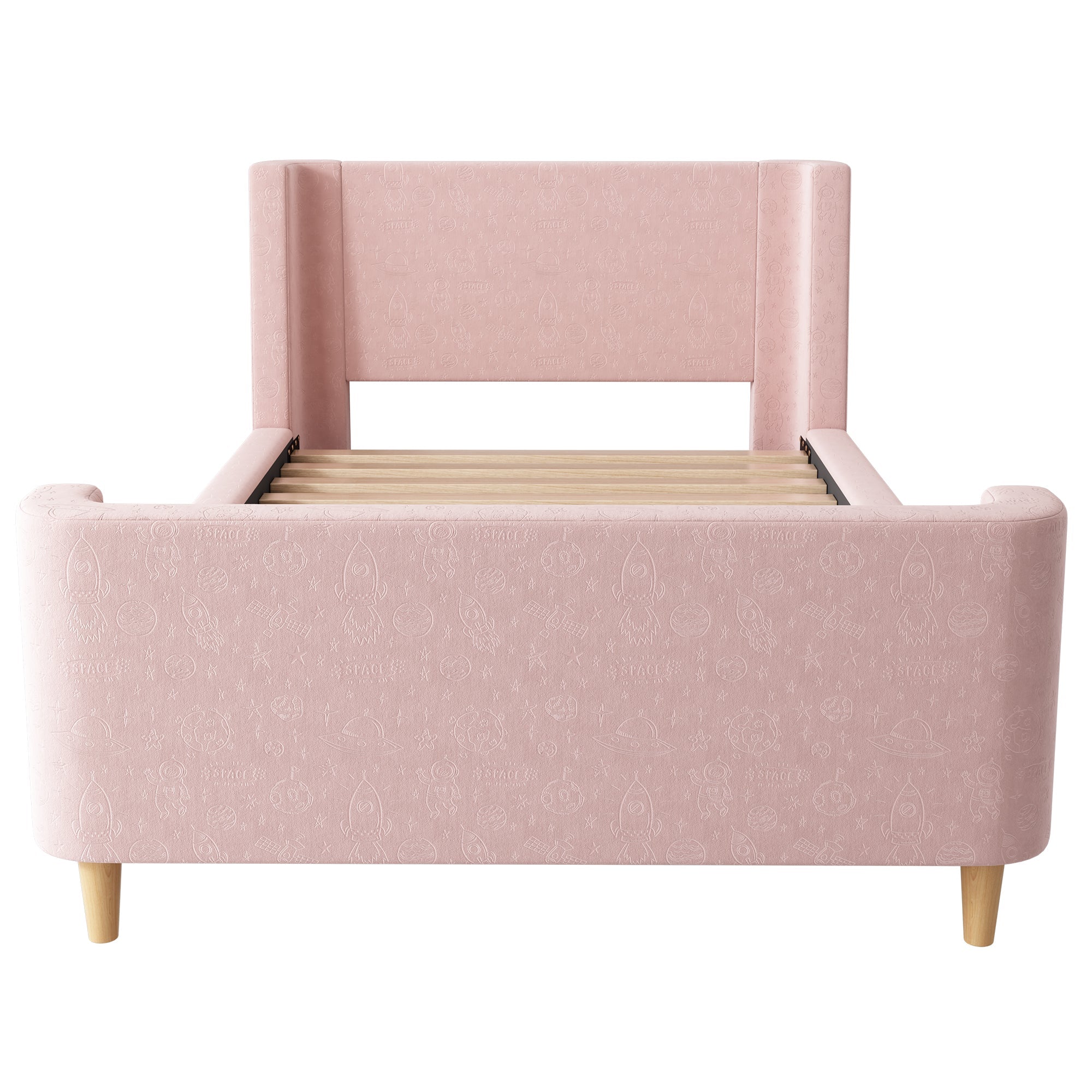 Logidon kinderbed gestoffeerd bed 90x200 roze fluweel sleebed Kosmos