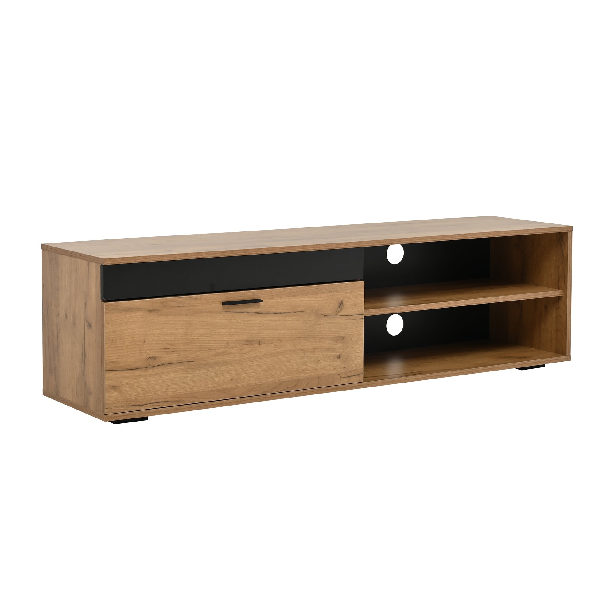 Logidon TV wandmeubelset 140 cm driedelig hout zwart