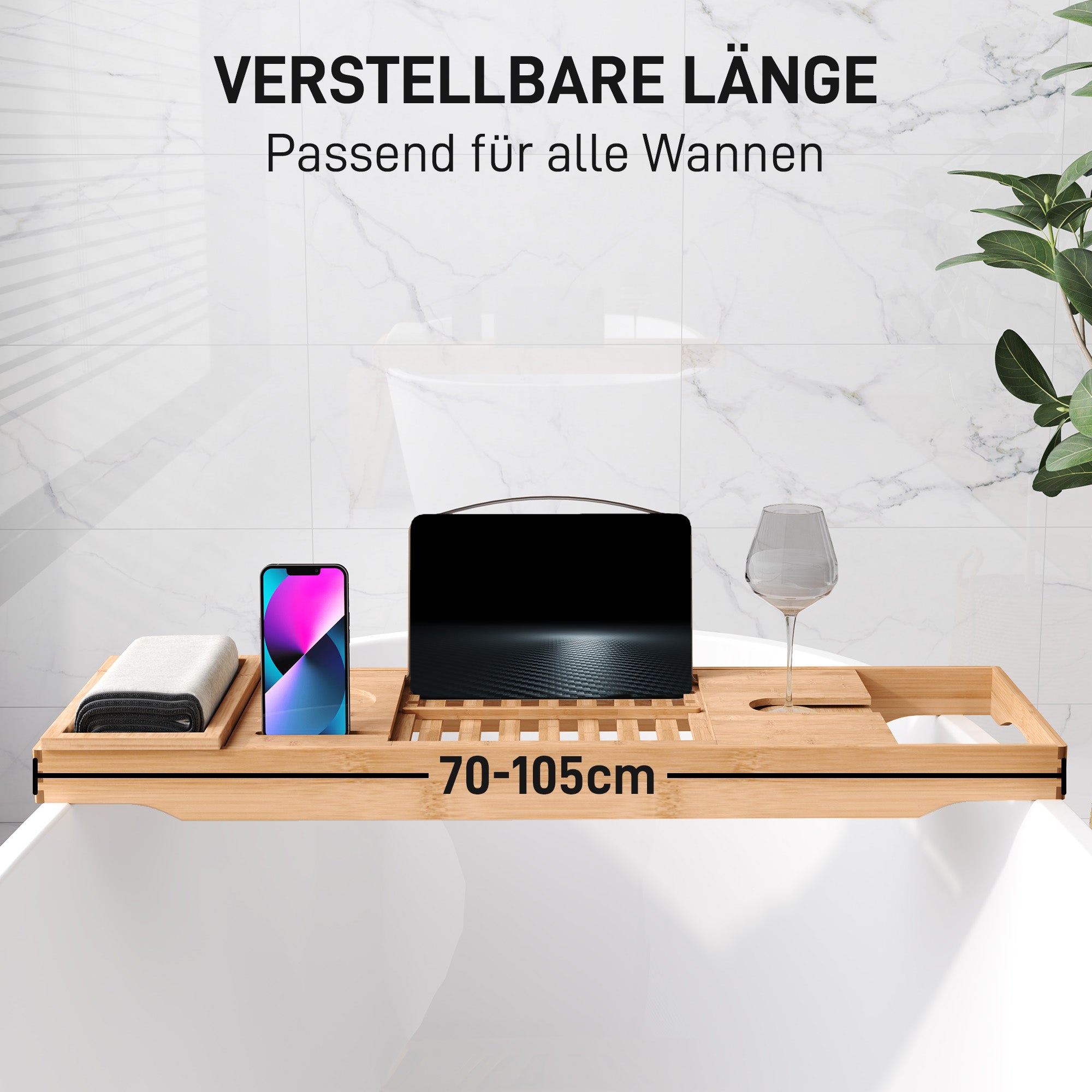 Logidon Bamboe Badplank Verstelbaar 70-105x21,8x5 cm