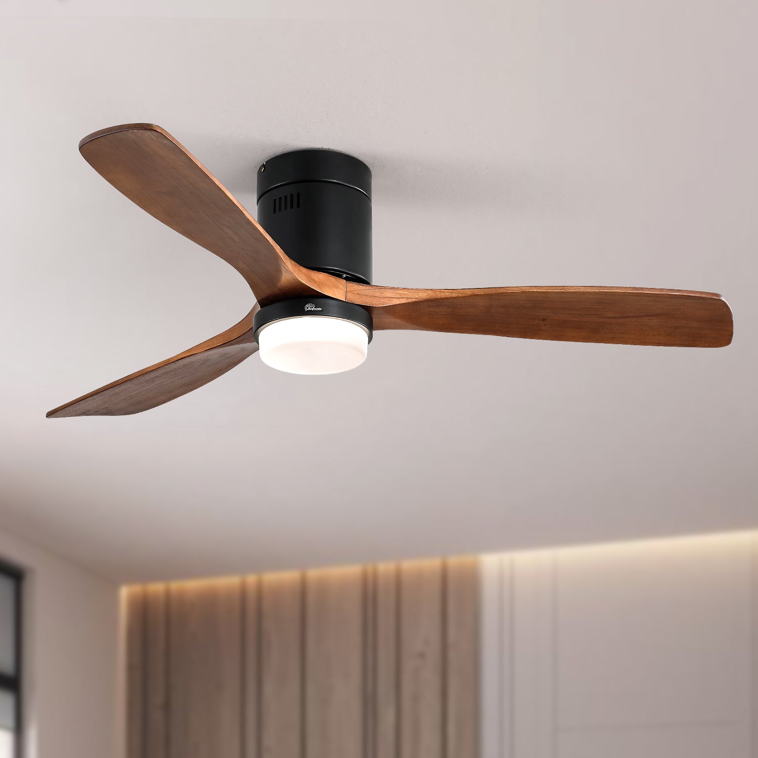 Logidon Plafondventilator 52 Inch Met Lichtzwarte Omkeerbare DC-motor