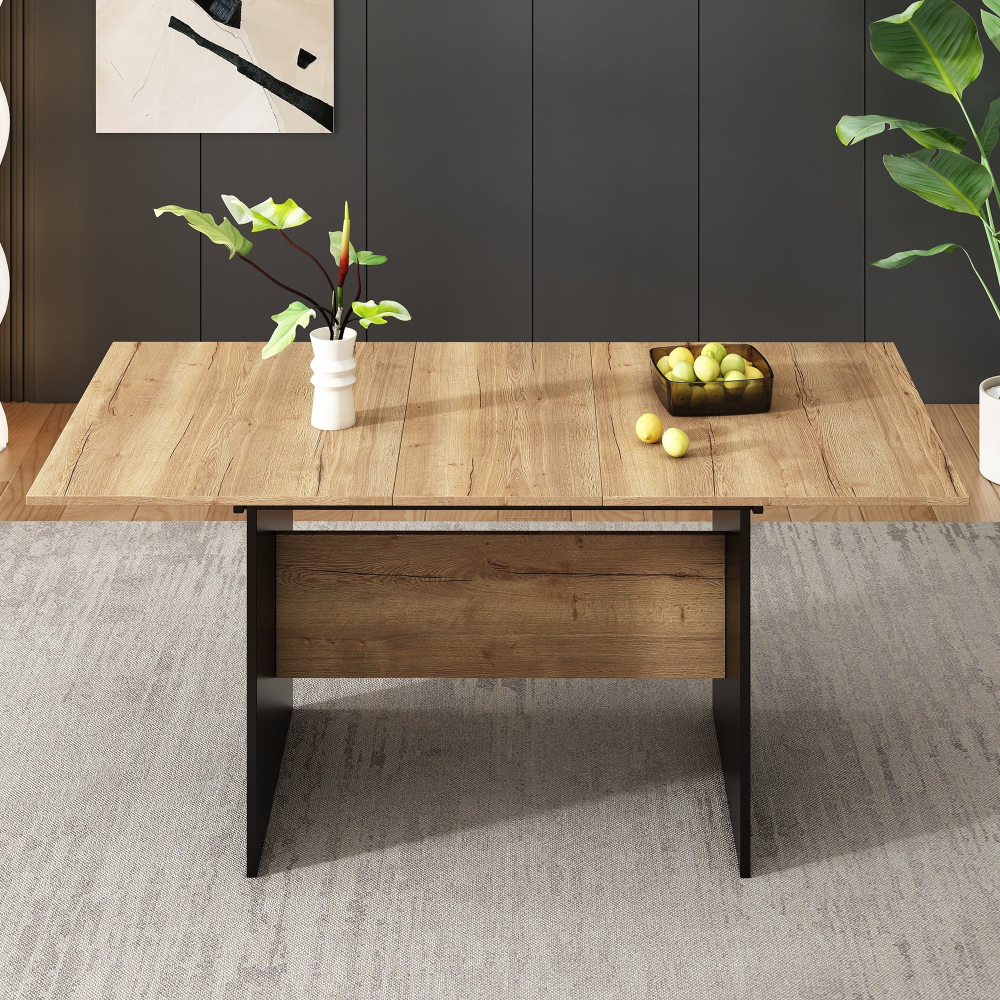 Logidon uitschuifbare eettafel 140/180x80 cm zwart walnoot MDF