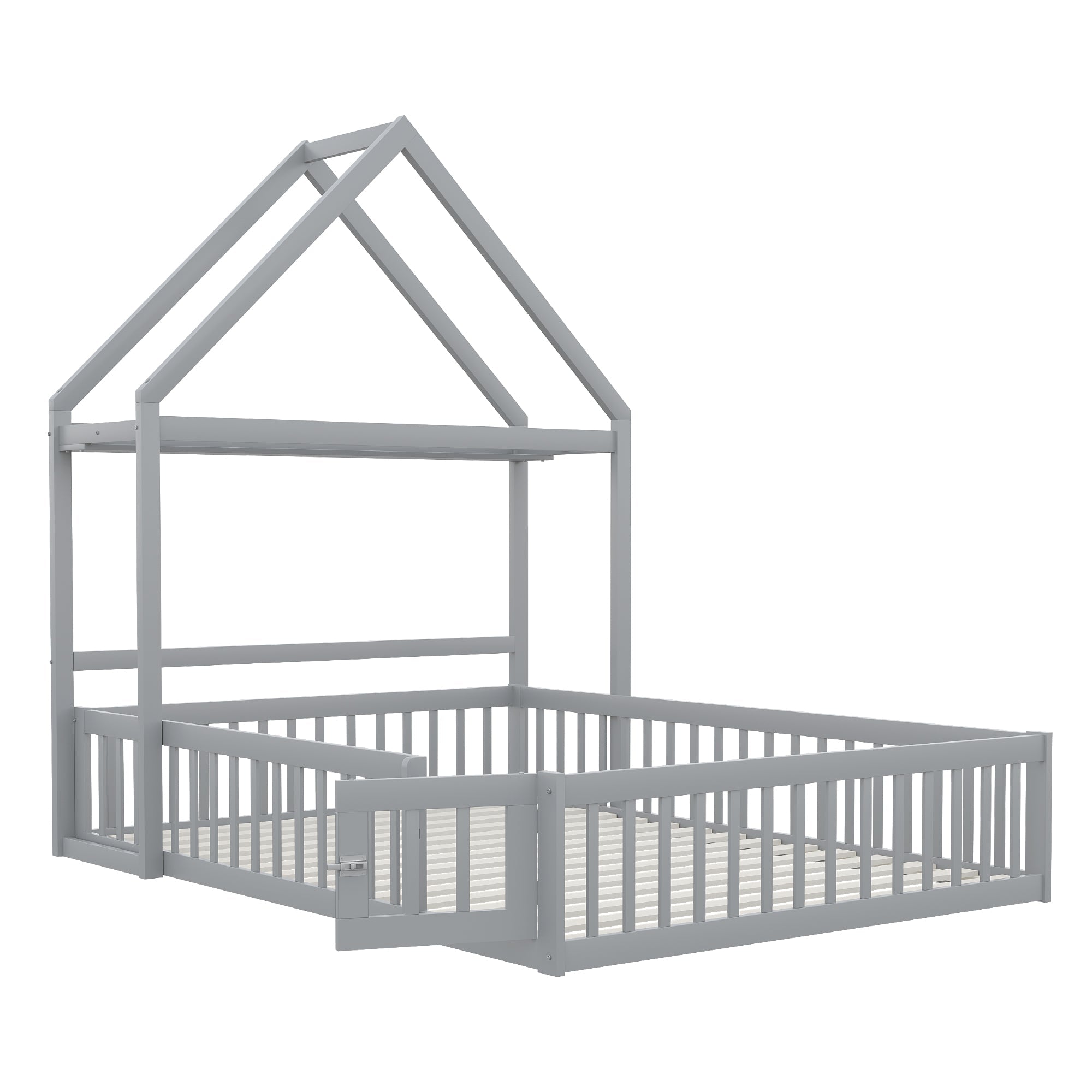 Logidon Kinderbed 140x200 Grijs met opbergruimte en deuren