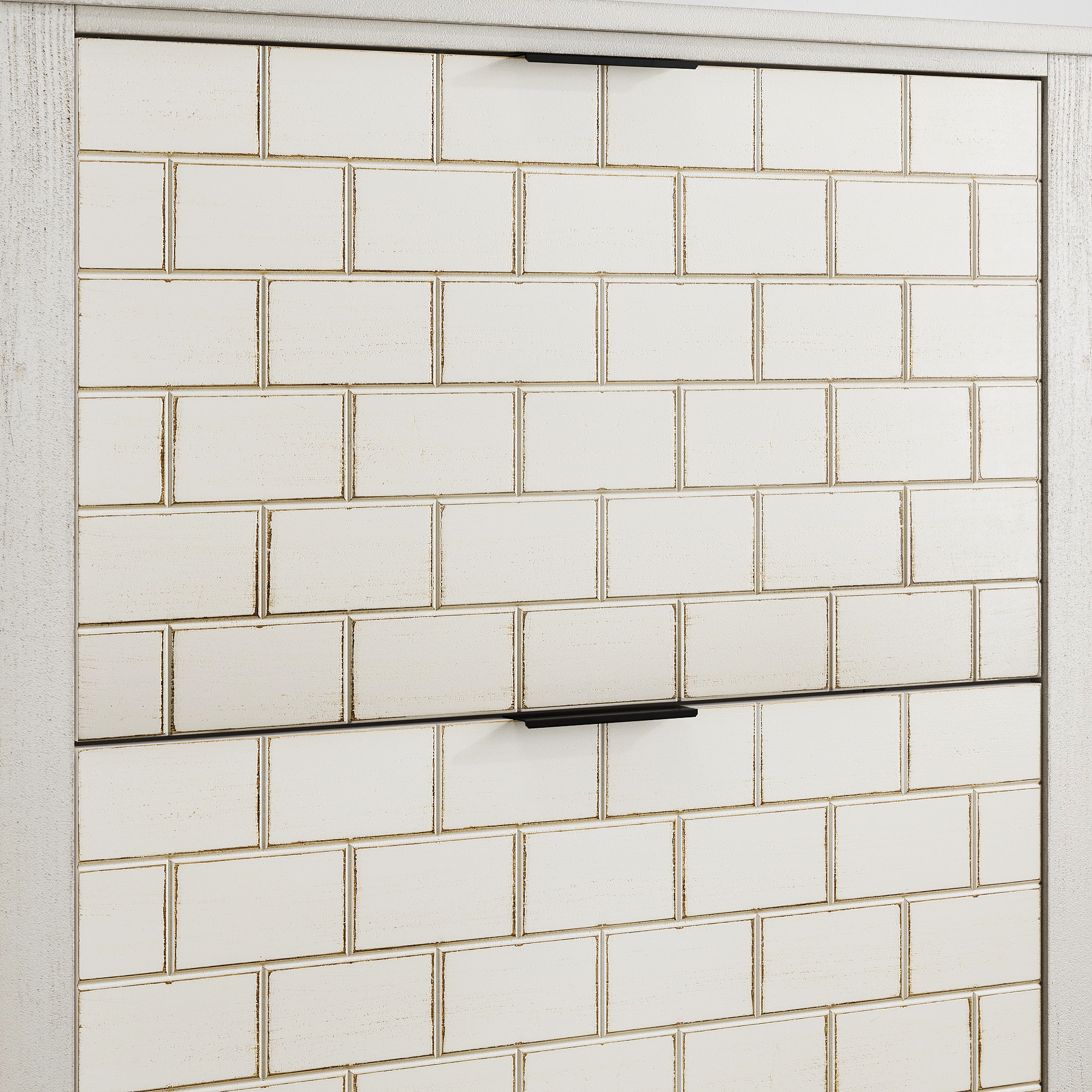Logidon 80 cm vintage schoenenkast wit met 2 inklapbare lades