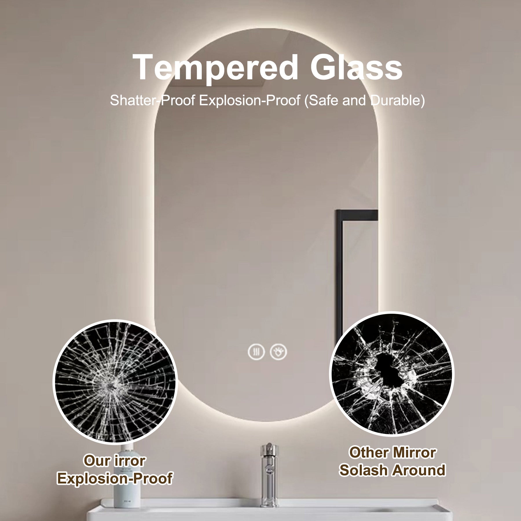 Logidon LED badkamerspiegel 60x90 cm Smart Touch anticondens zilver