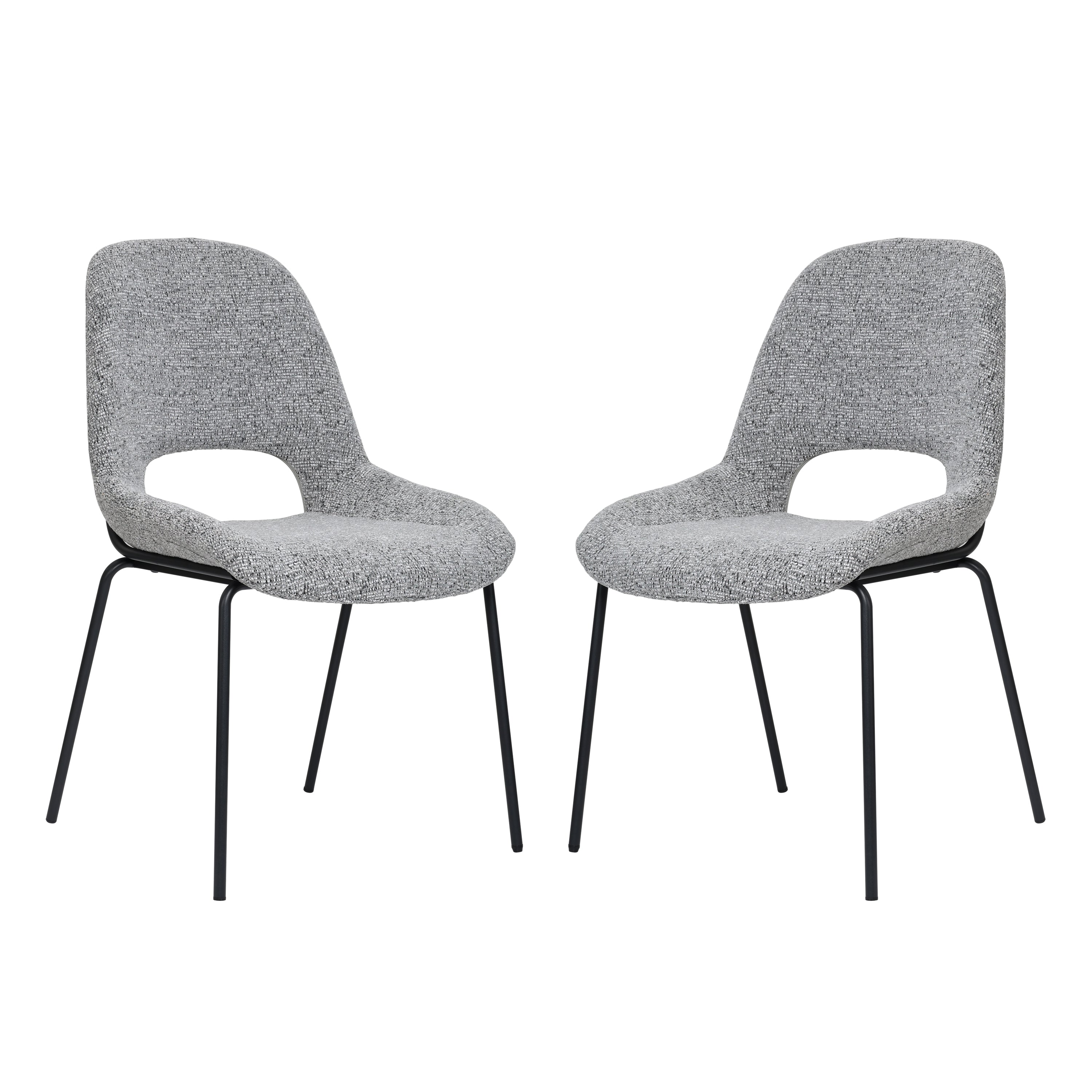 Logidon Julie Eettafelstoelen Grijs Bouclé Set van 2 Open Rug Design