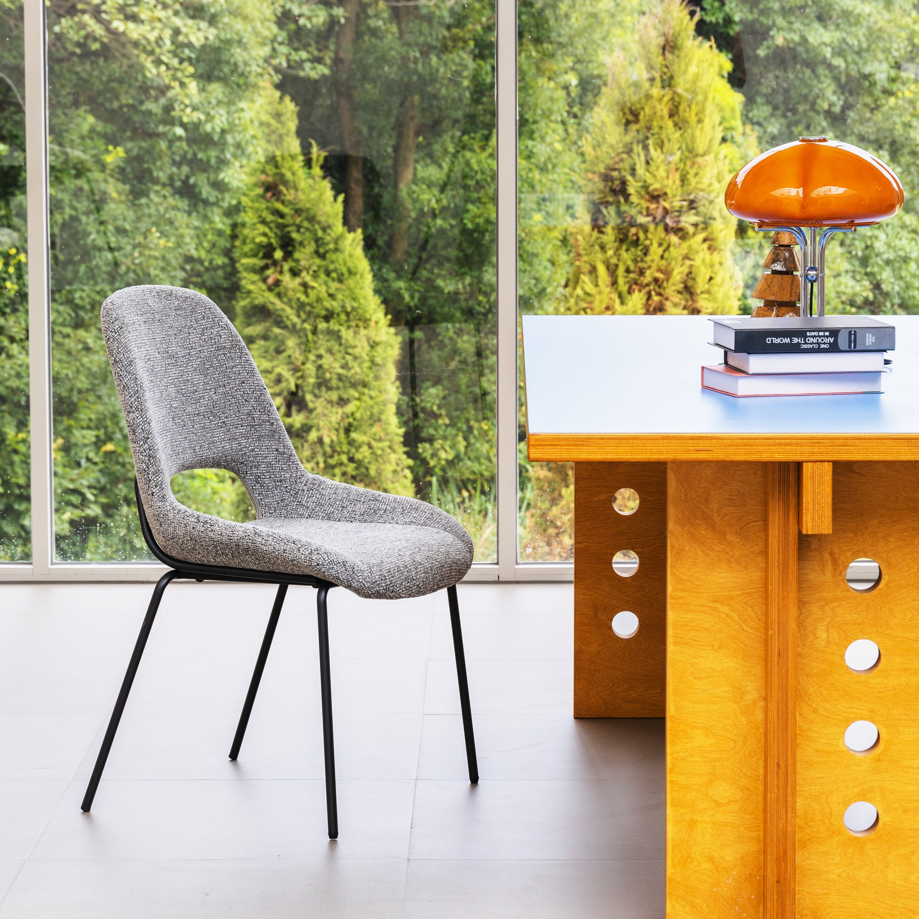 Logidon Julie Eettafelstoelen Grijs Bouclé Set van 2 Open Rug Design