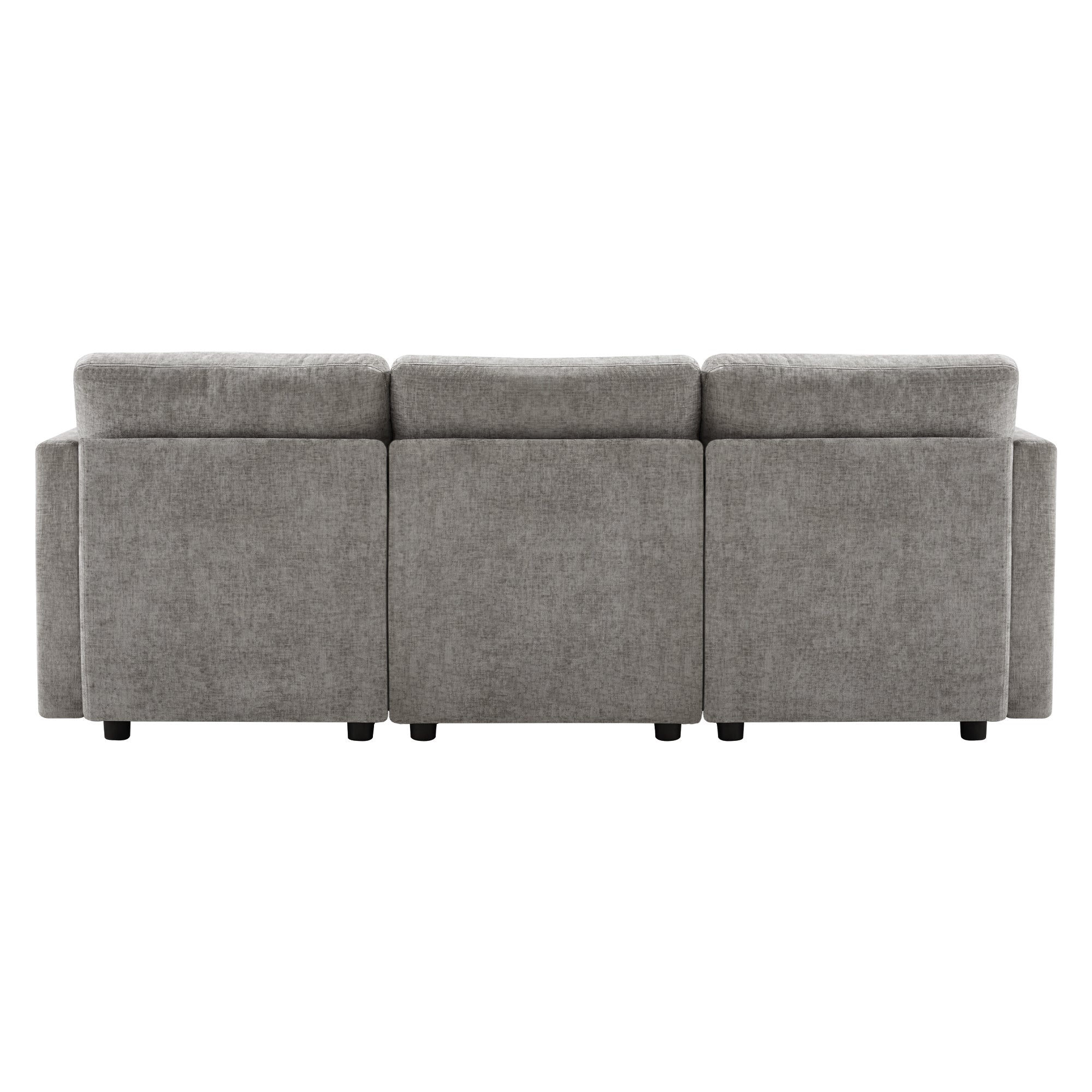 Logidon L-vorm hoekbank grijs met voetenbank slaapbank 218 cm