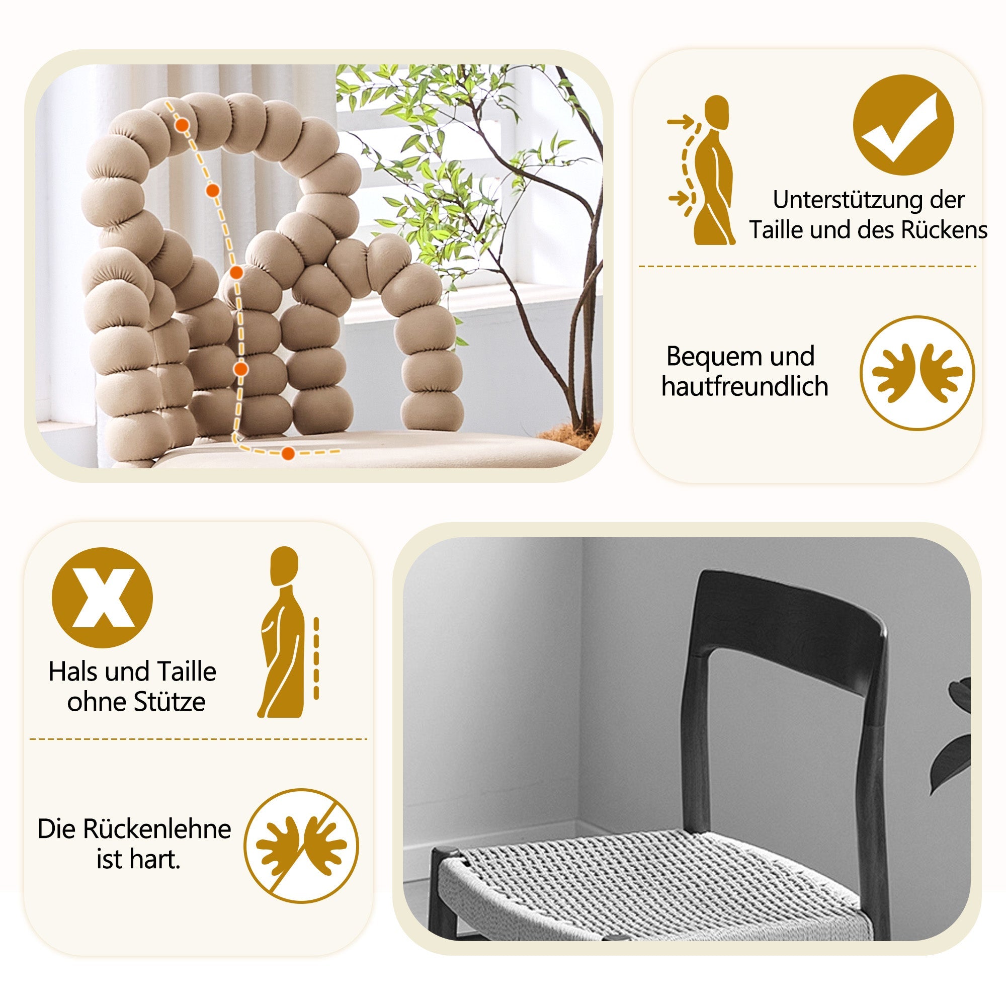 Logidon beige fluwelen eetkamerstoelen set met 2 kogelketting rugleuning