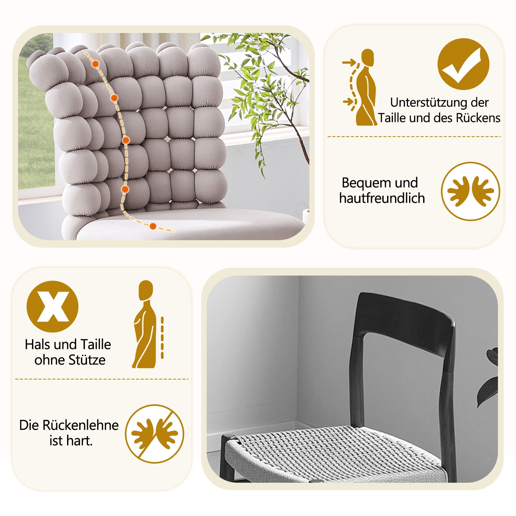 Logidon lichtgrijze fluwelen eetkamerstoelen met kogelketting rugleuning set van 2