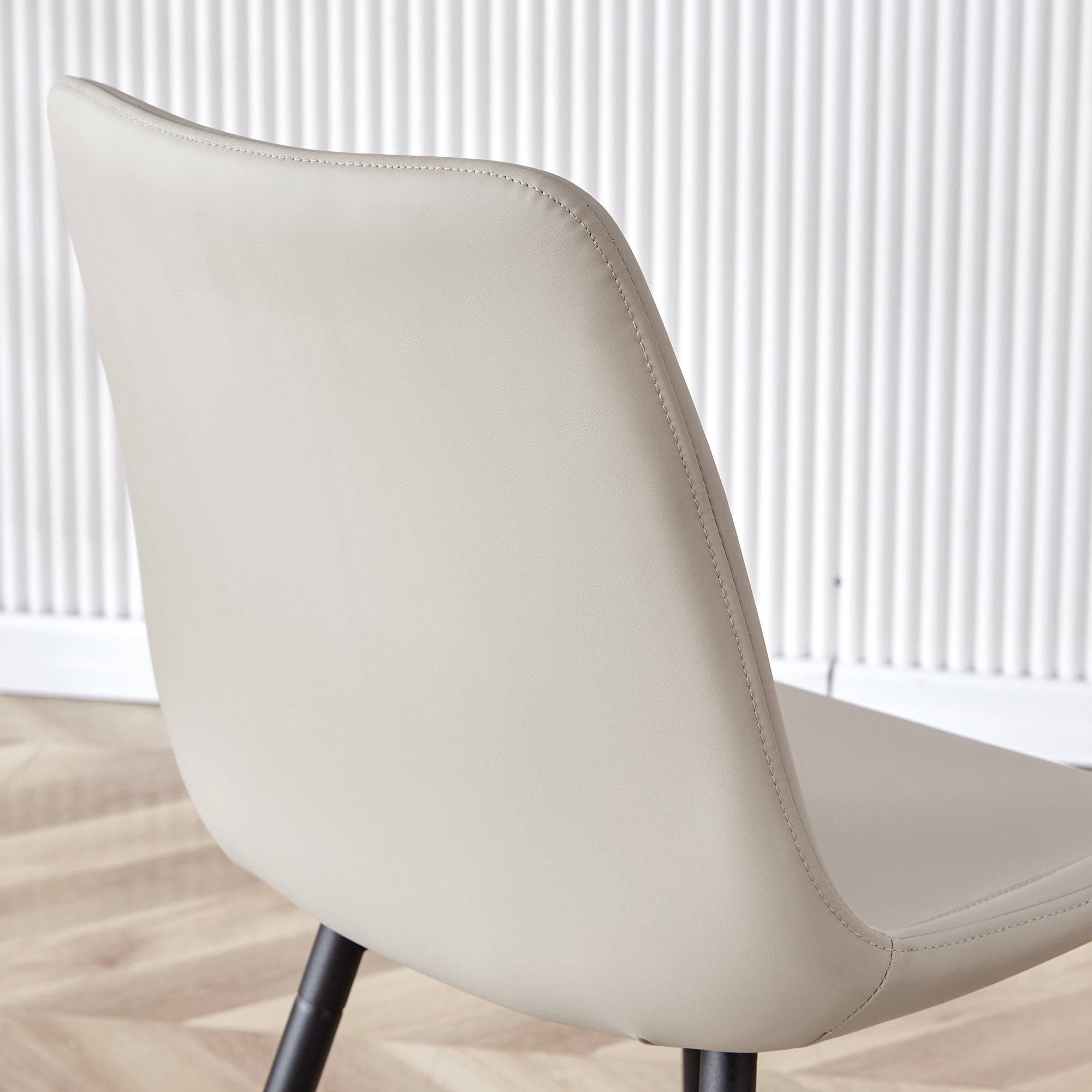 Logidon set van 4 eettafelstoelen kunstleer grijze brede zitting