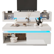 Logidon high gloss TV set white with LED lighting coffee table