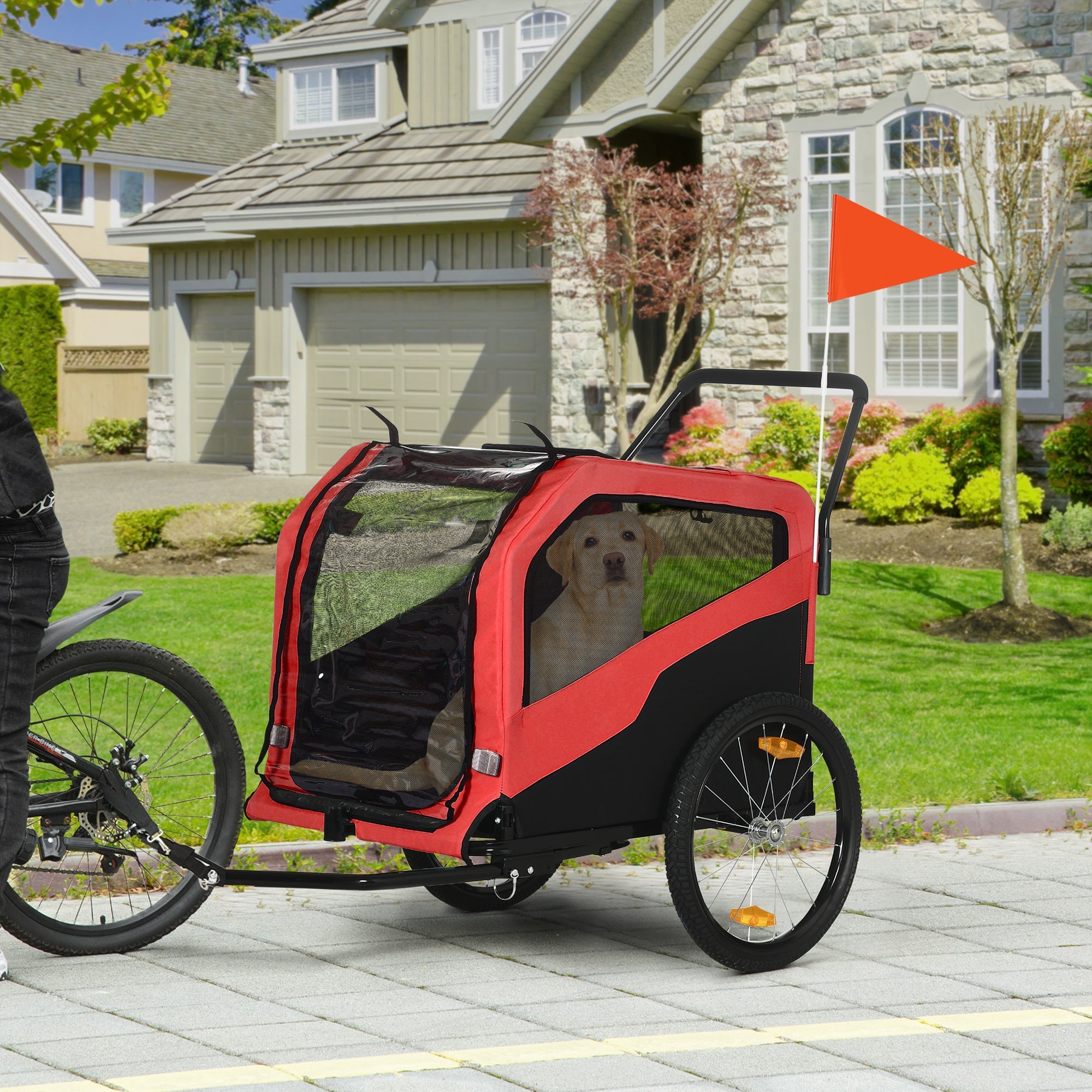 Logidon 2-in-1 hondenkar en hondenbuggy rood voor grote honden tot 30 kg