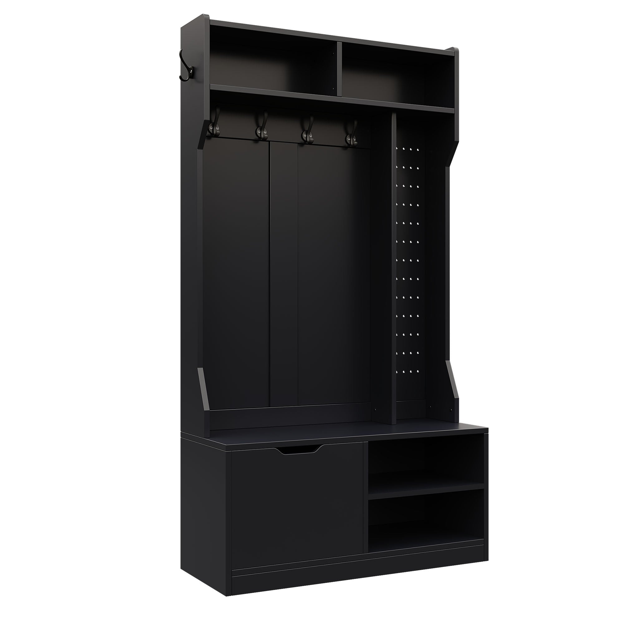 Logidon kledingkastset zwart 100x185,5x40 cm met bank 6 haken