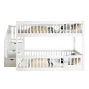 Logidon stapelbed 140x200 met trap en lades wit