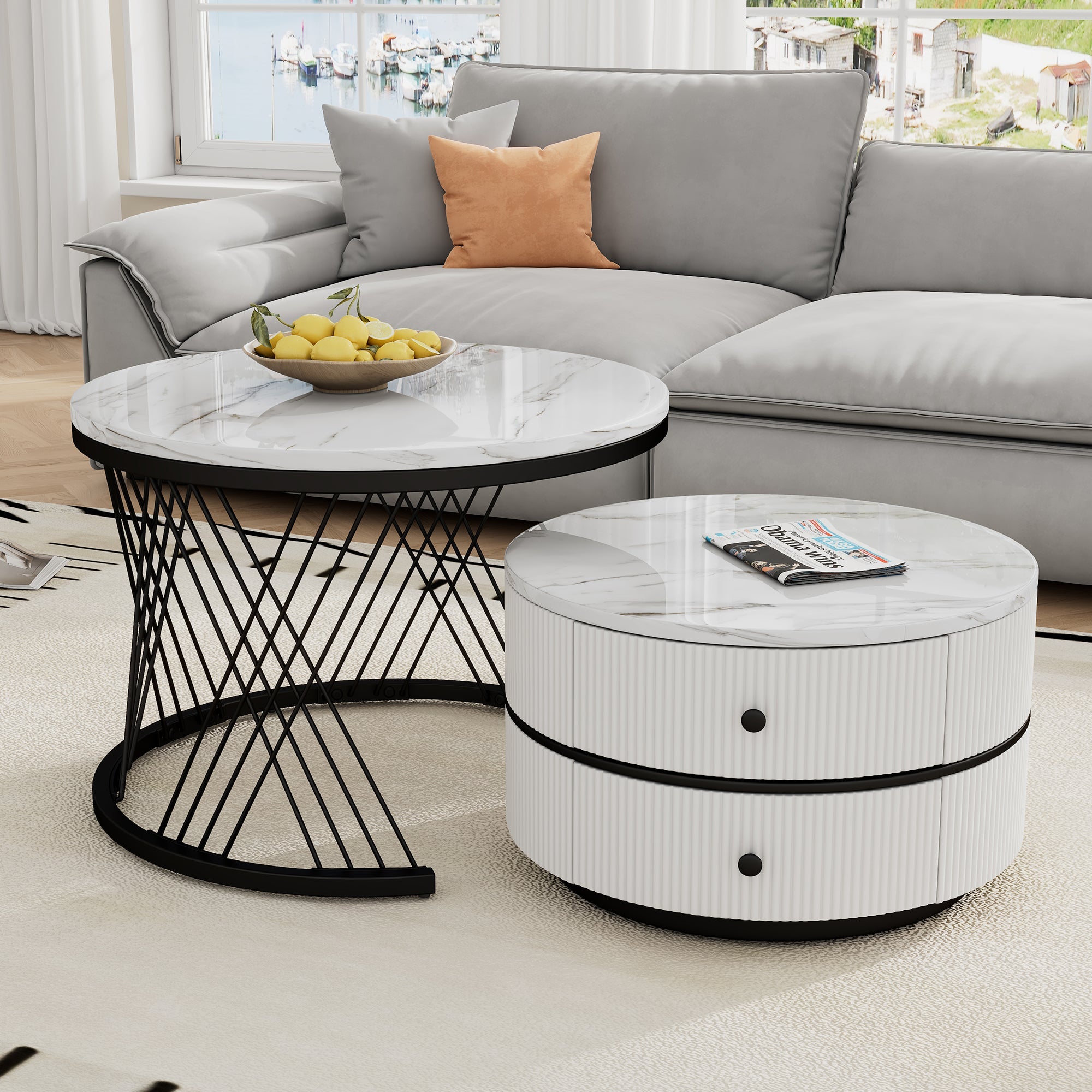 Logidon Elegant Nest salontafelset wit, 2-delig, 60x60/50x50