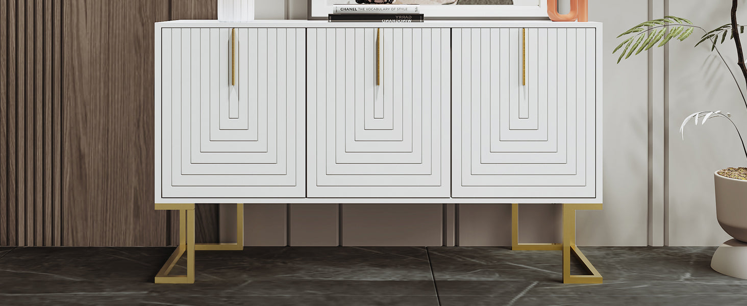 Logidon Dressoir 3 Deuren Met Verstelbare Planken Wit 138 x 40 x 80 cm