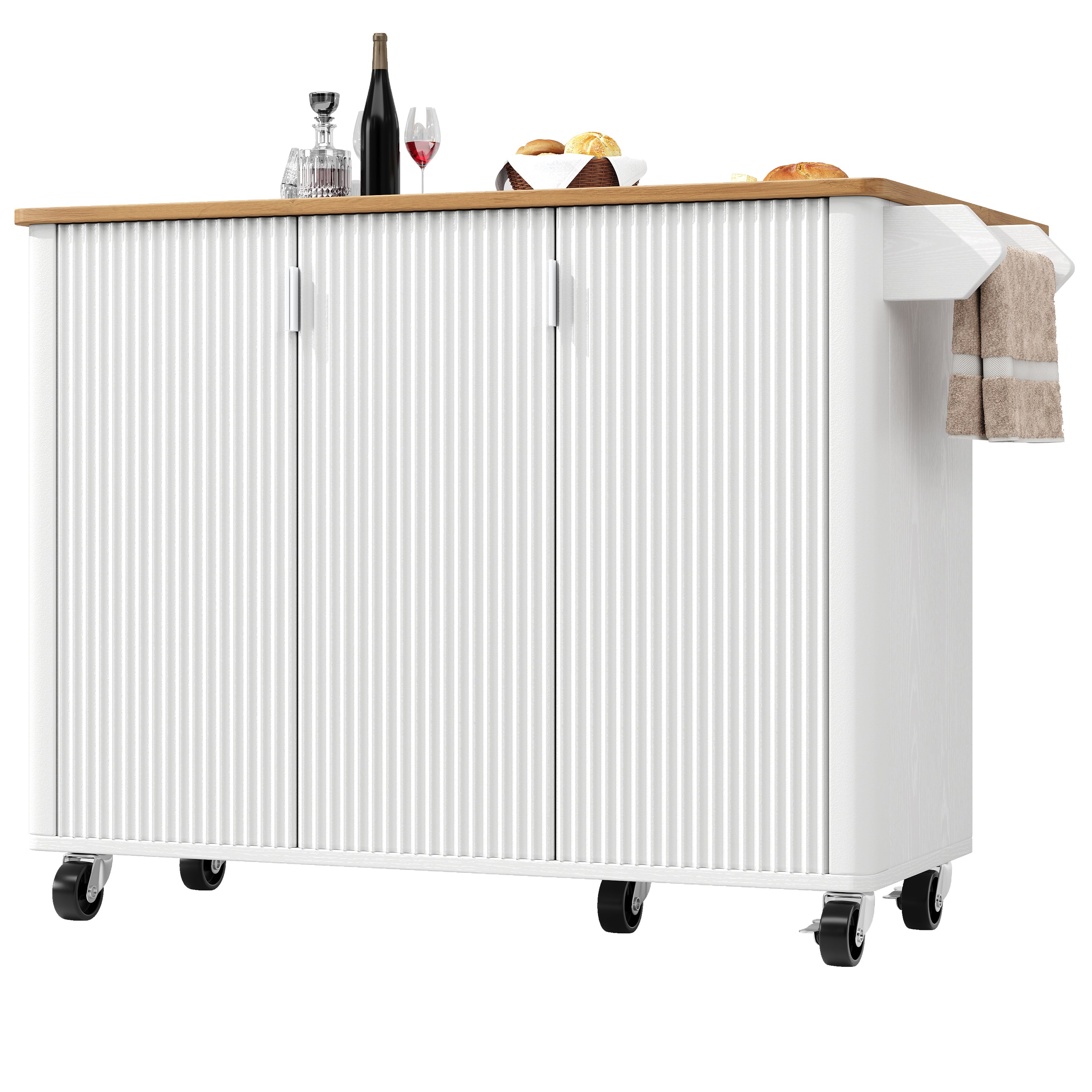 Logidon kitchen island 130x45(75)x92 cm white-black, extendable