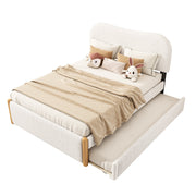 Logidon vlakbed 140x200 gestoffeerd bed uitschuifbaar onderschuifbed wit