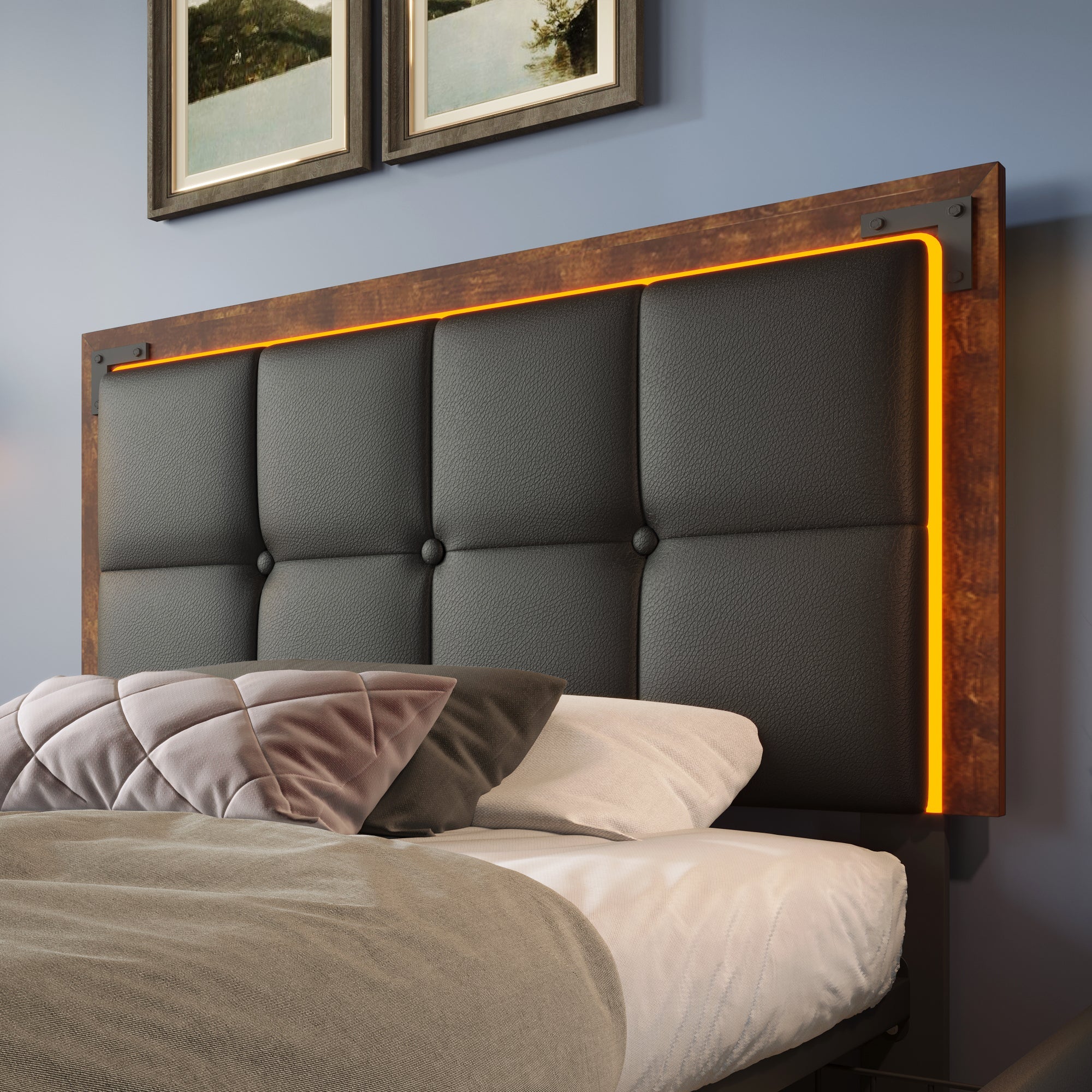Logidon bed frame LED lighting strip 4 drawers 90x200 black
