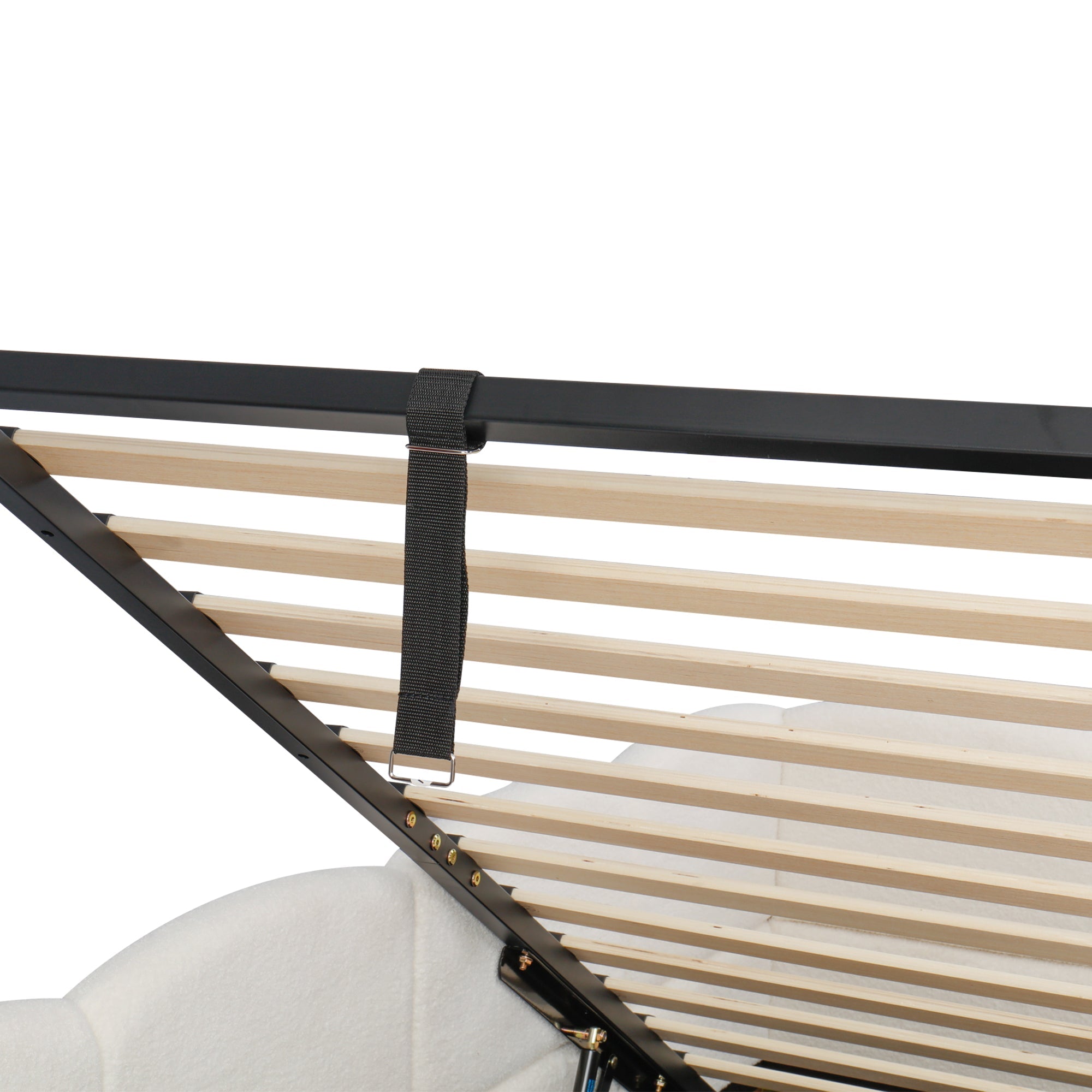 Logidon gestoffeerd bed 90x200 opbergbed slaapbank beige bouclé USB