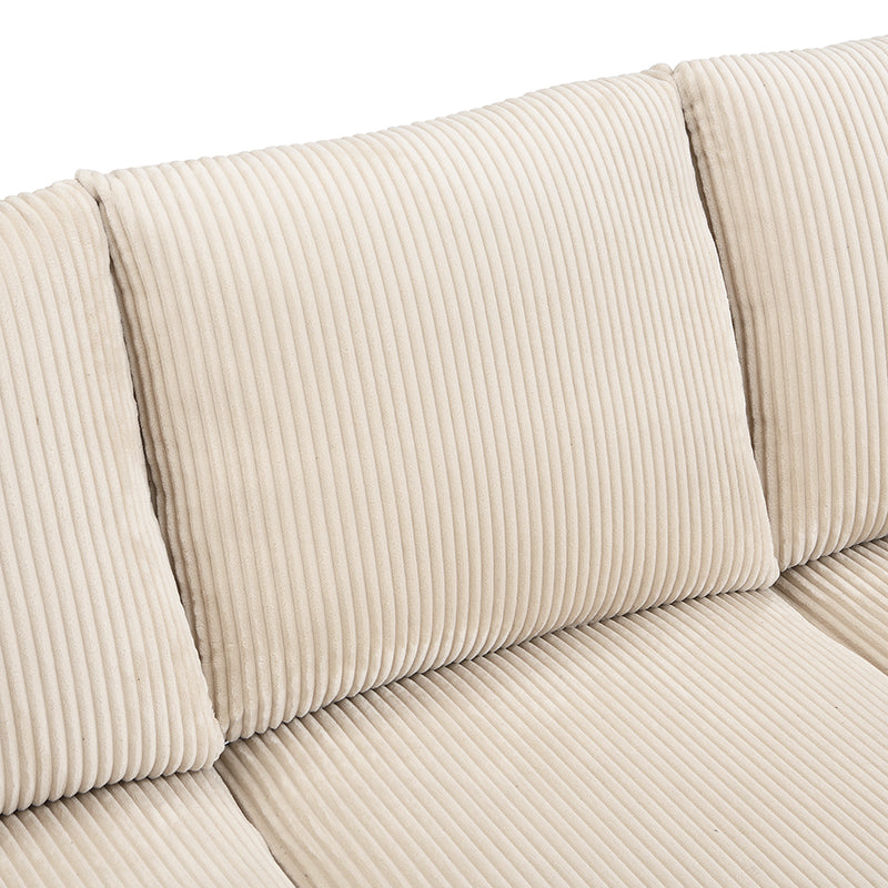 Logidon hoekbank U-vorm beige corduroy stof met opbergvak en slaapfunctie