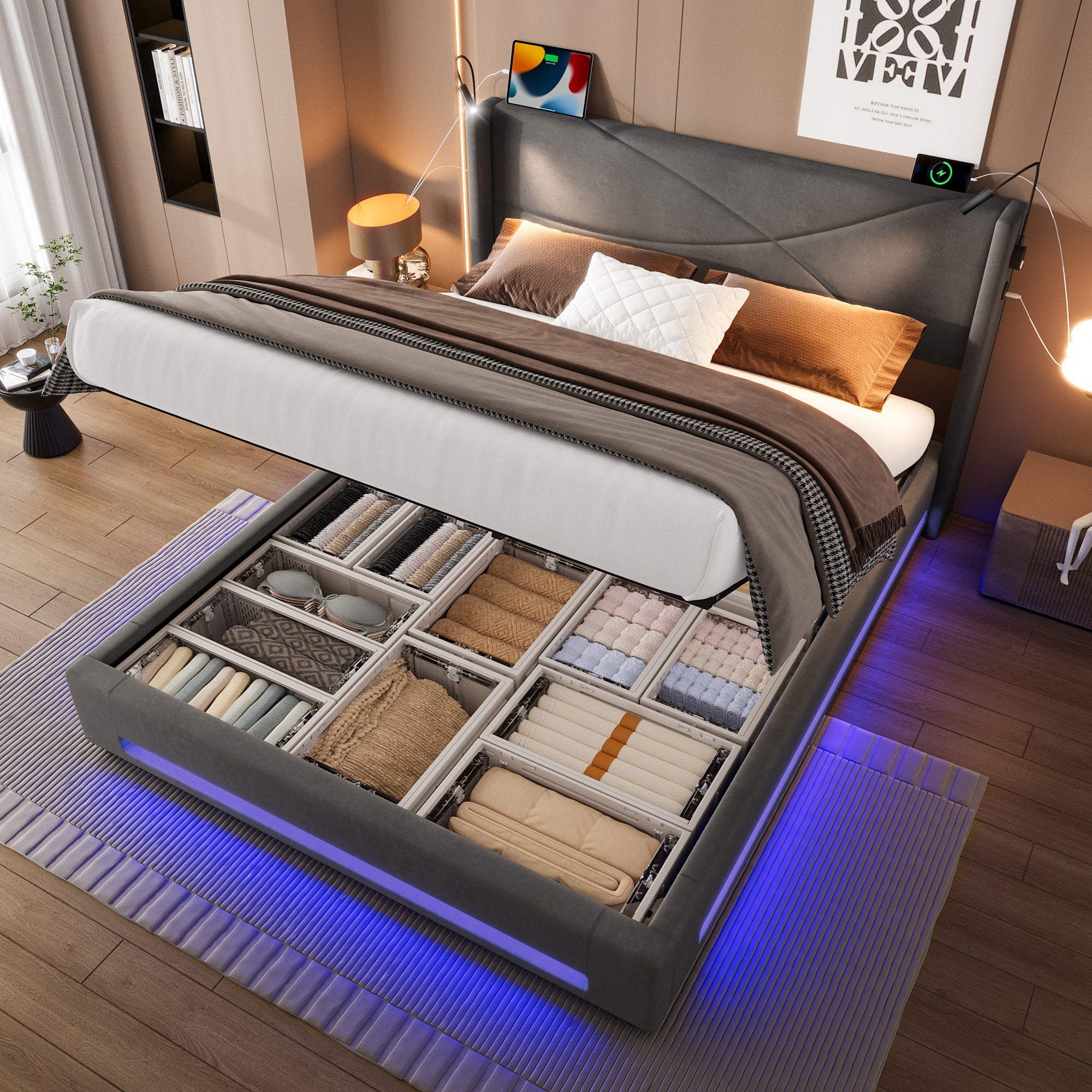 Logidon bedframe 160x200 cm met hydraulische opbergruimte