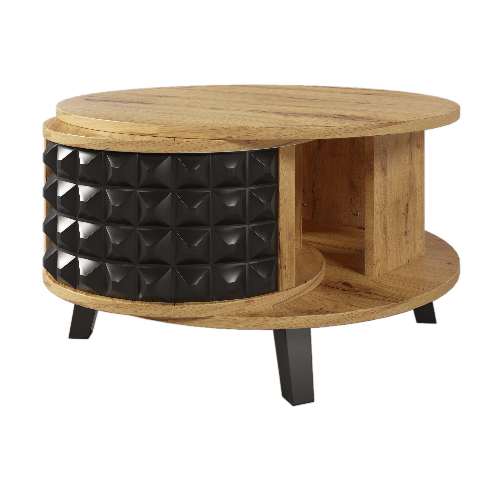 Logidon turntable with hidden shelf natural wood look 85x80x45 cm