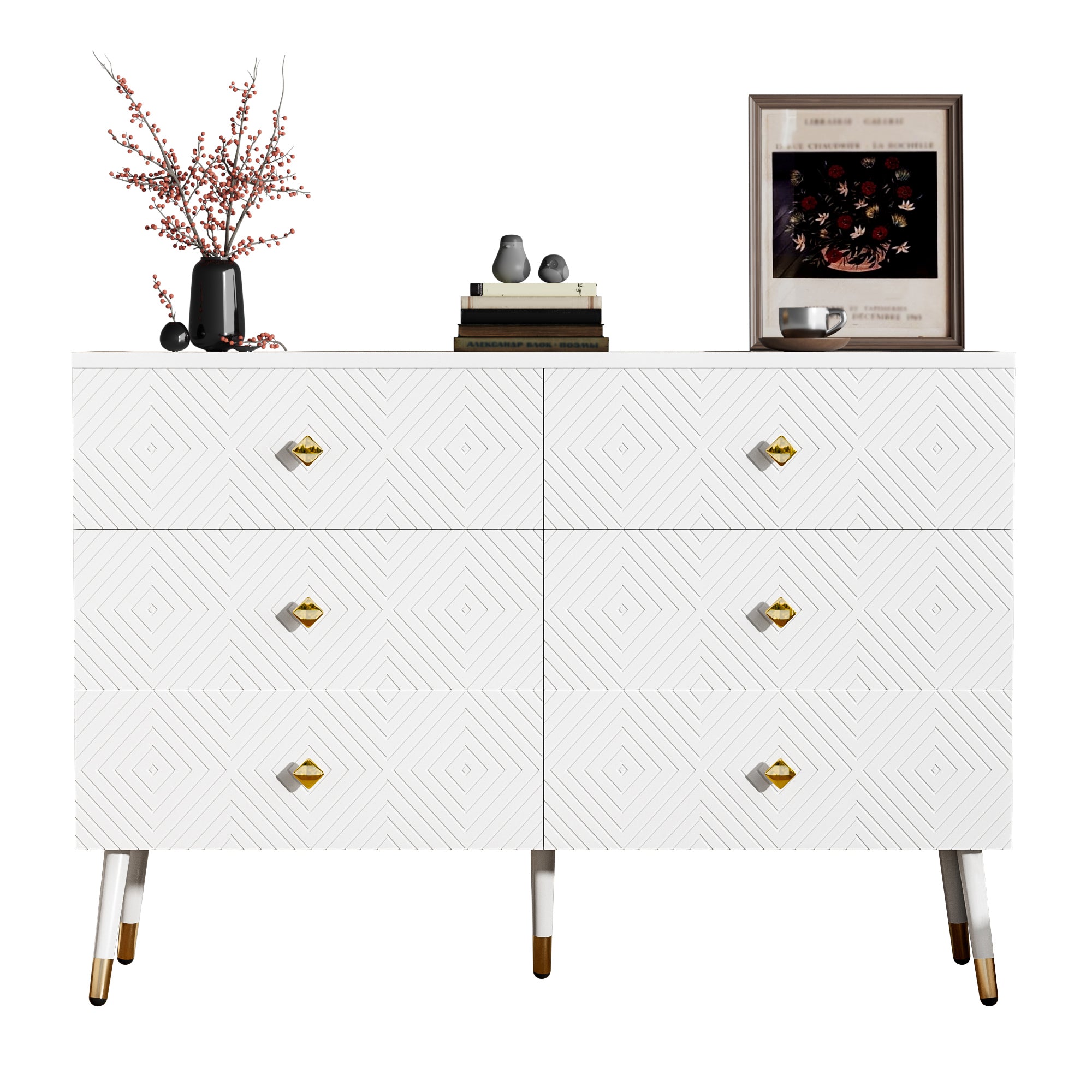 Logidon Moderne ladekast 6 lades 120x40x80 cm wit