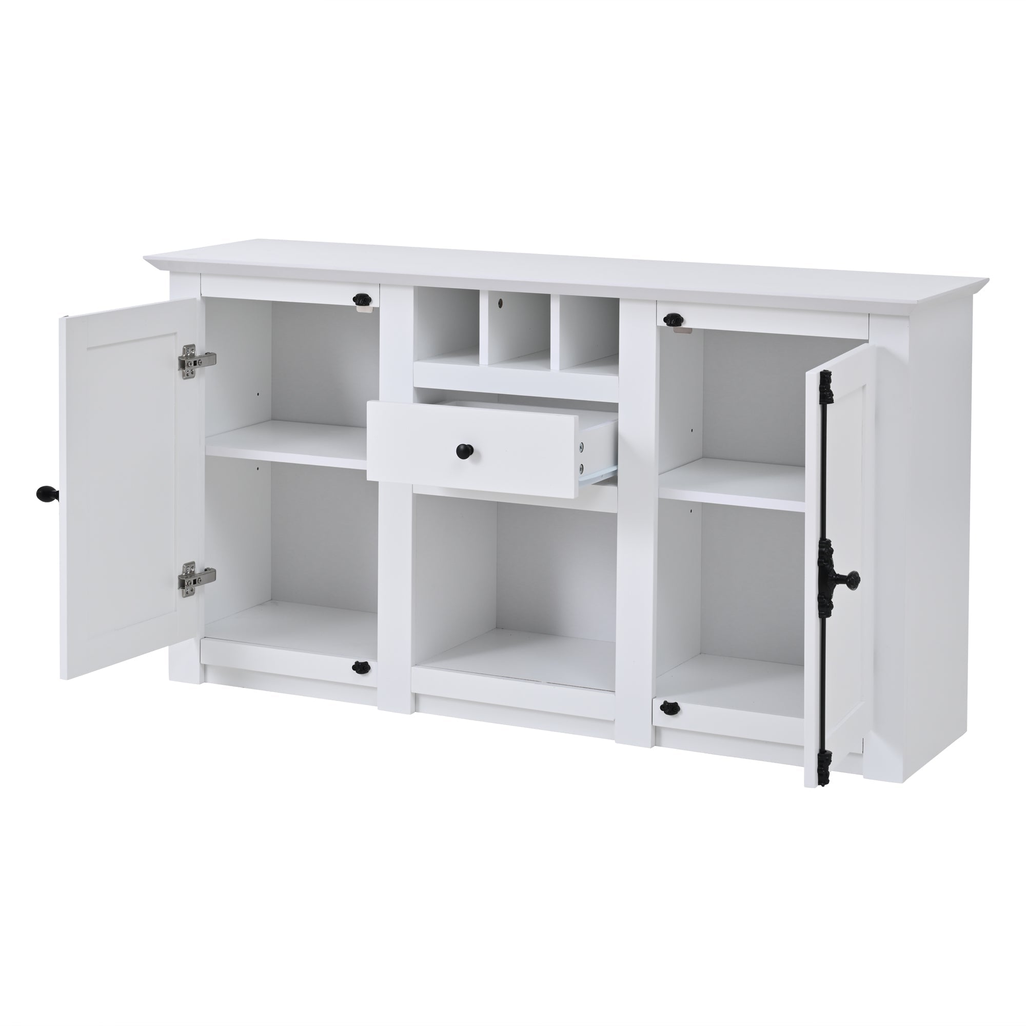 Logidon dressoir 130x35x70 cm wit 2 deuren, 1 lade, 3 wijnvakken