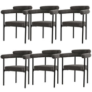 Logidon 6 Dining Chairs Modern Dark Gray Velvet Comfortable Ring Seats