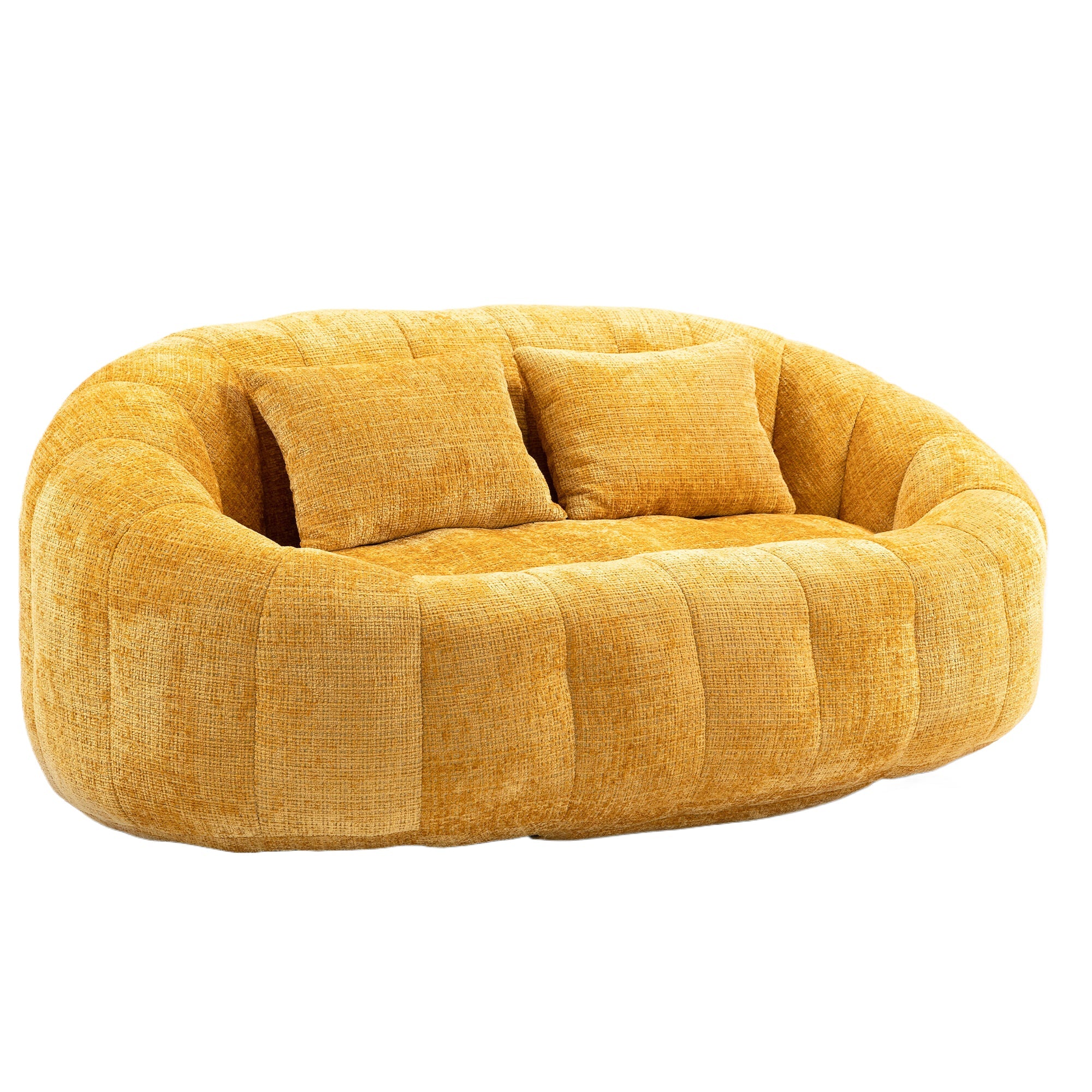 Logidon Zitzakbank Luxe Chenille Geel Ligstoel met hoge rugleuning