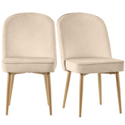 Logidon Set van 2 eetkamerstoelen beige fluweel met gouden poten