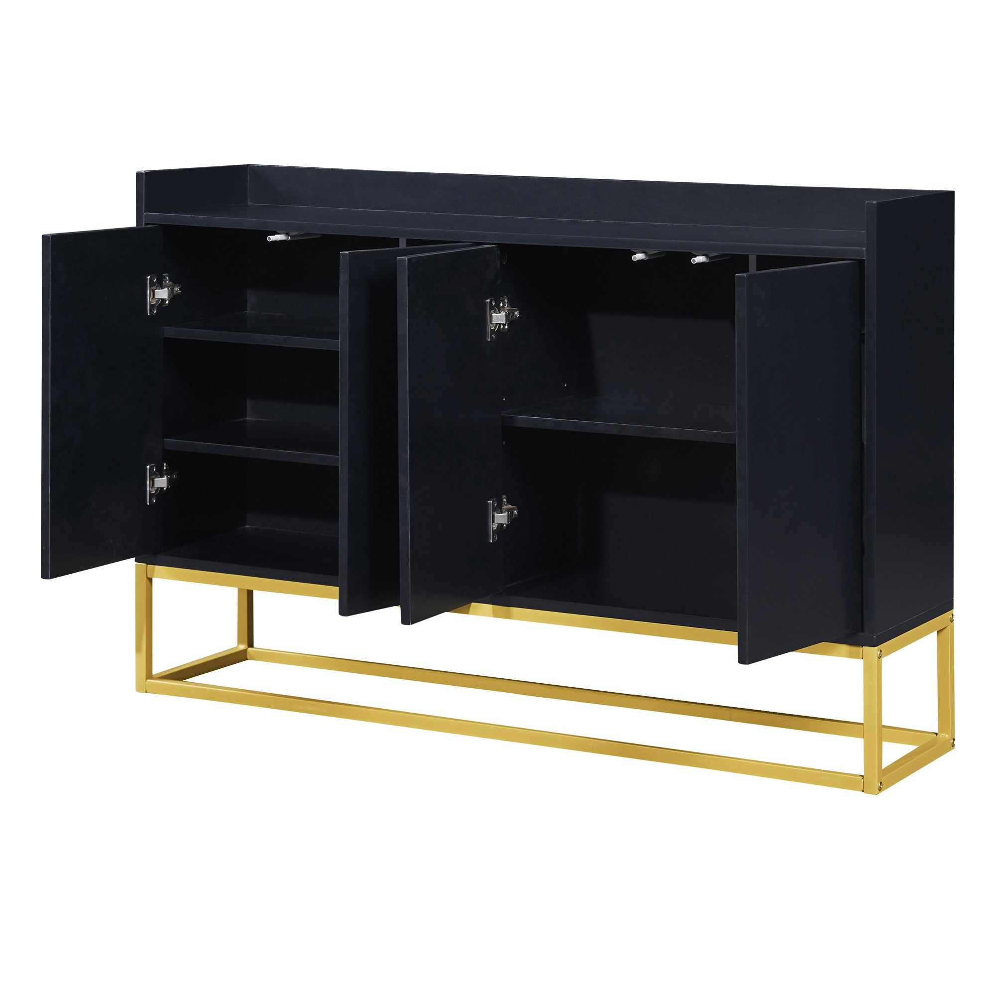 Logidon Modern Dressoir Zwart 4 Deurs Greeploos 120 x 30 x 80 cm