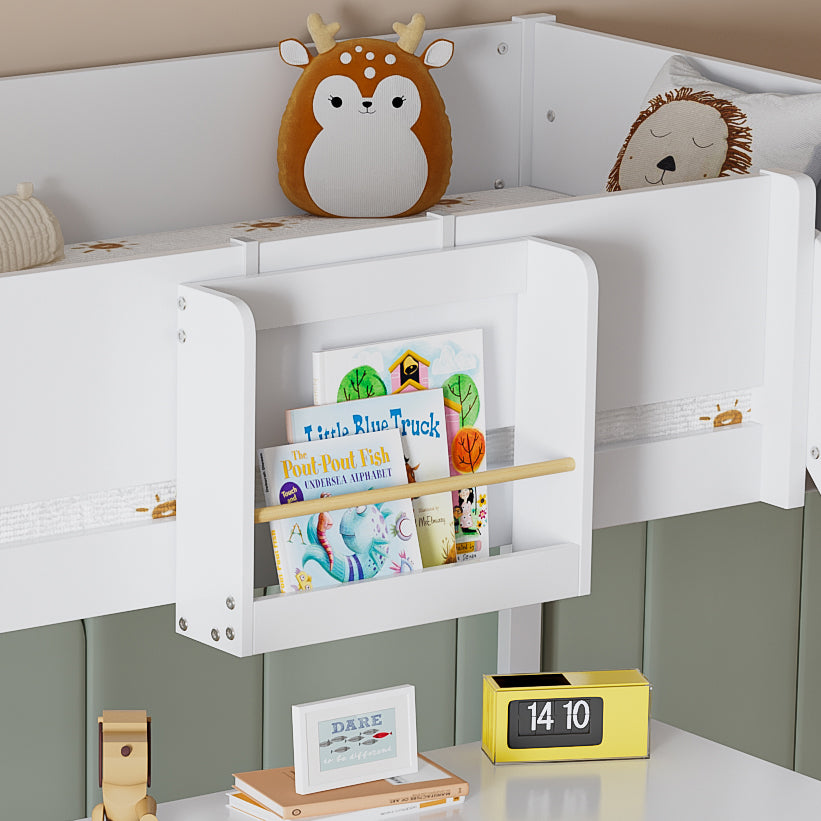 Logidon complete bedroom 3-piece loft bed with slide white/natural