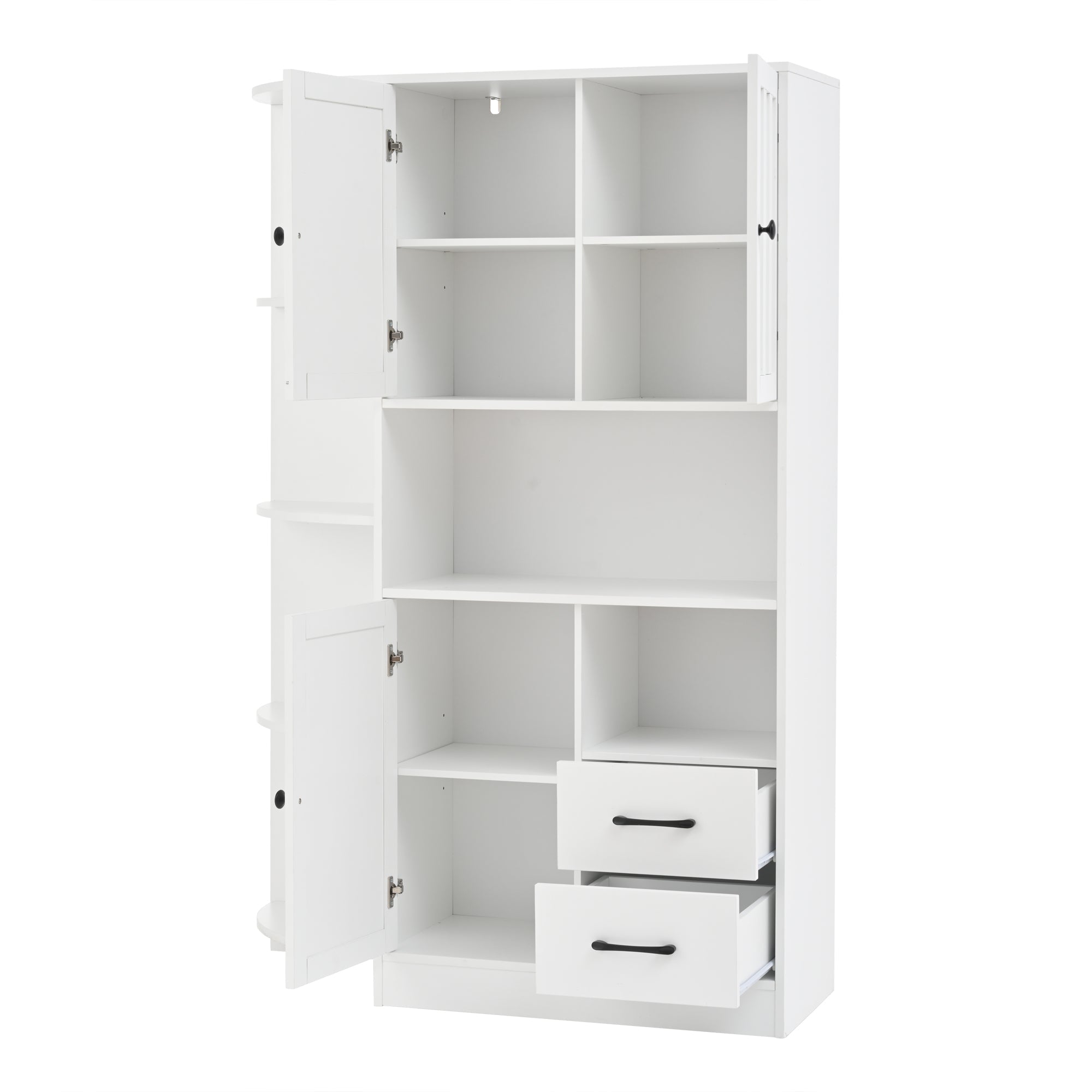 Logidon corner cabinet white 104x35x155 cm display cabinet 3 doors 2 drawers
