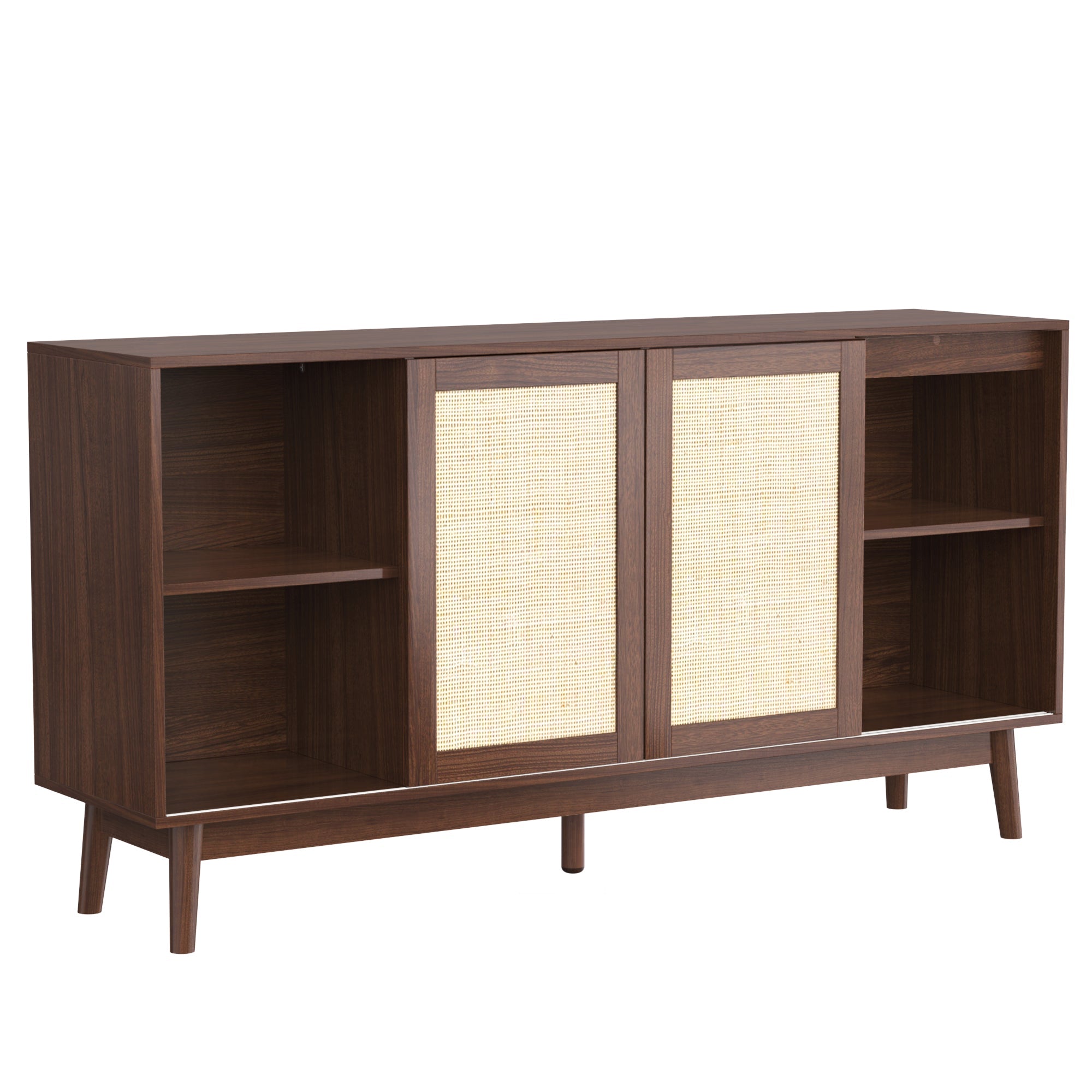 Logidon dressoir met rotan schuifdeuren en 2 lades 155x38x80 cm