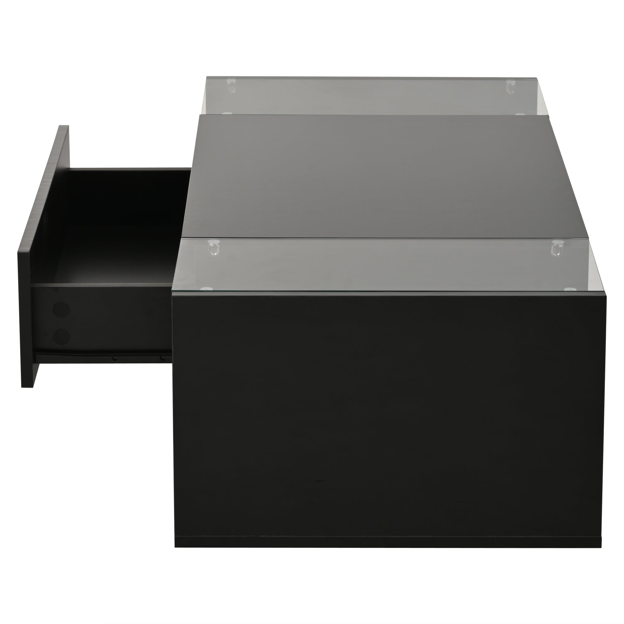 Logidon Zwarte hoogglans salontafel 100x50x31 cm met lade LED lichtstrip