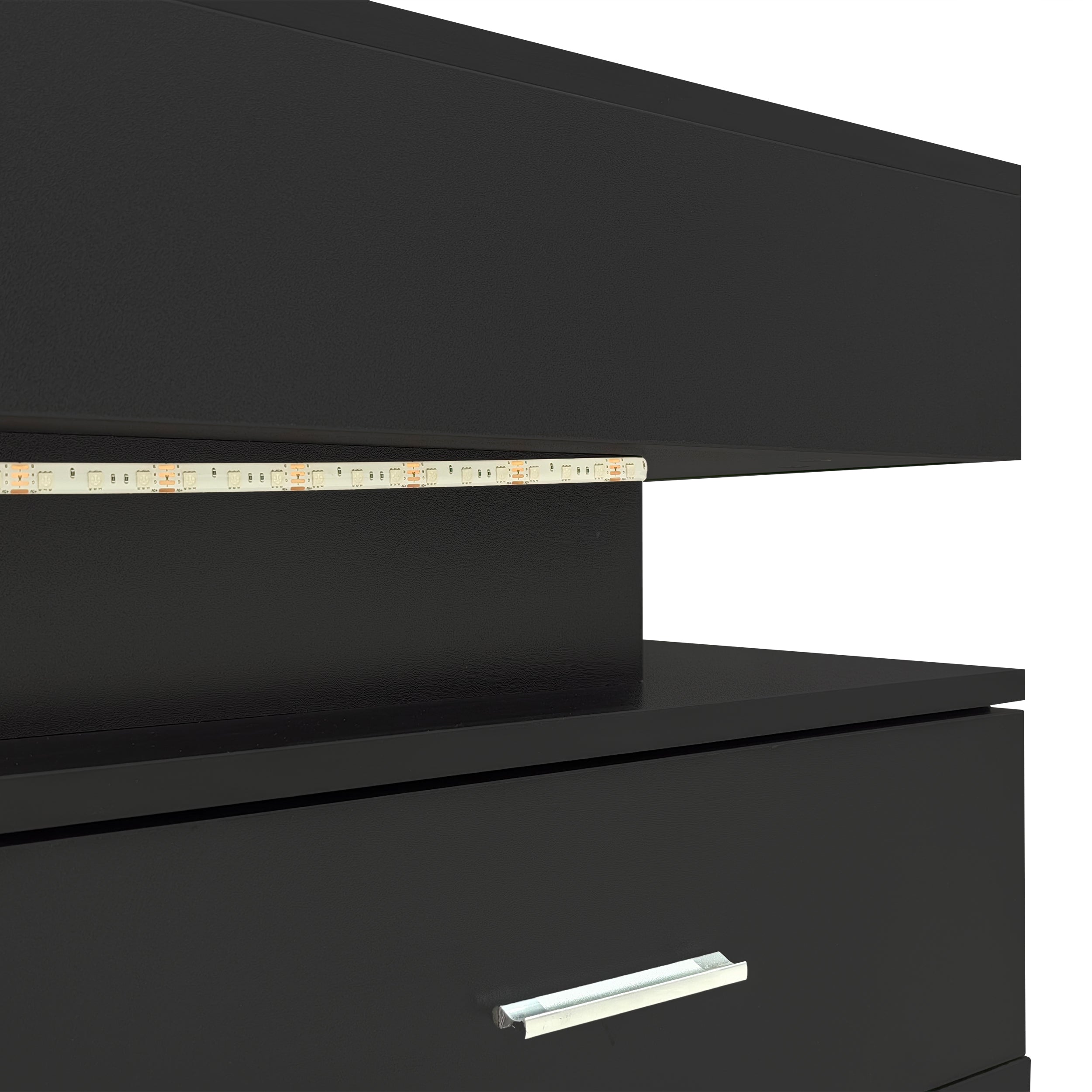 Logidon Verstelbare Salontafel 100x50x44 cm Zwart LED Verlichting