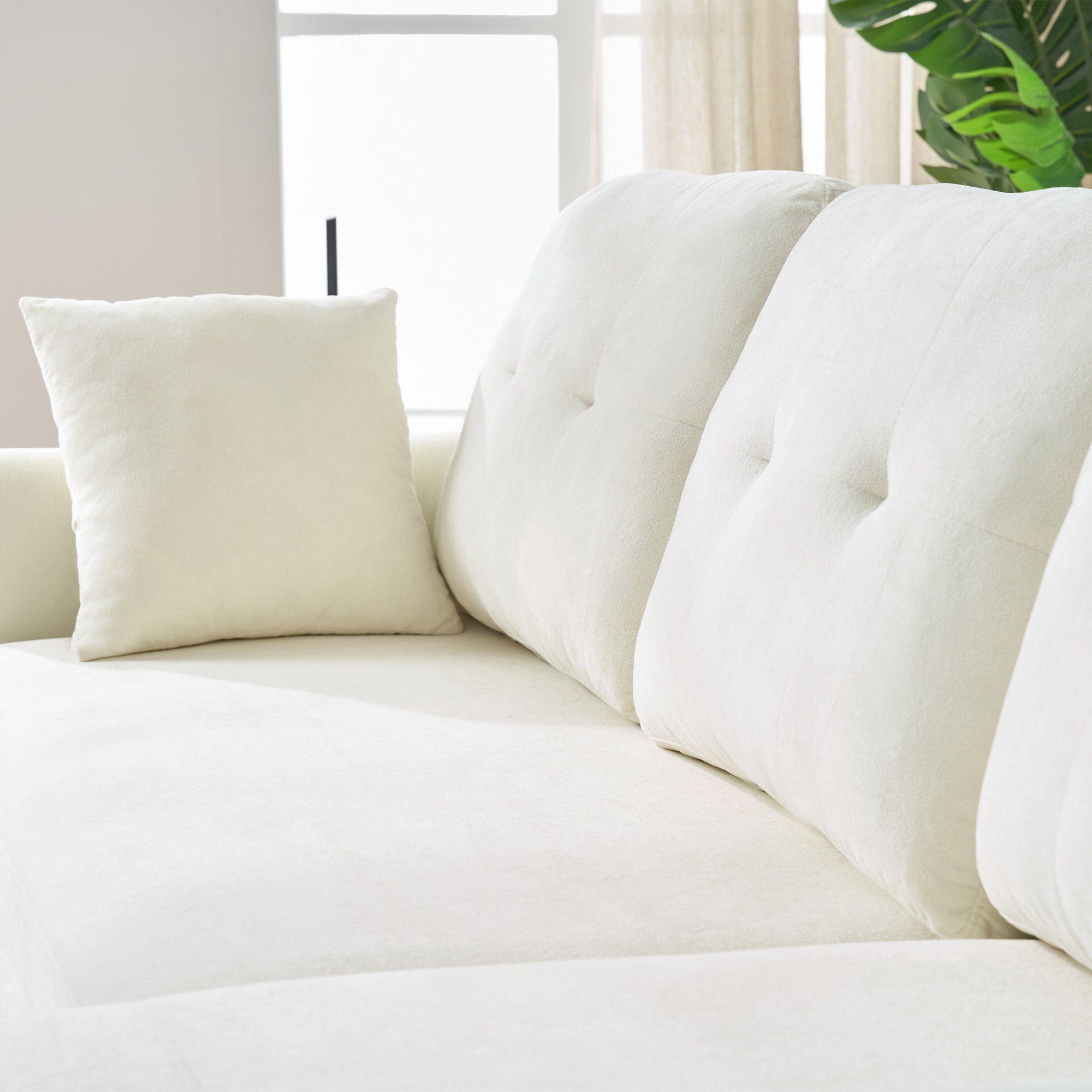 Logidon hoekslaapbank slaapfunctie L-vorm chenille beige