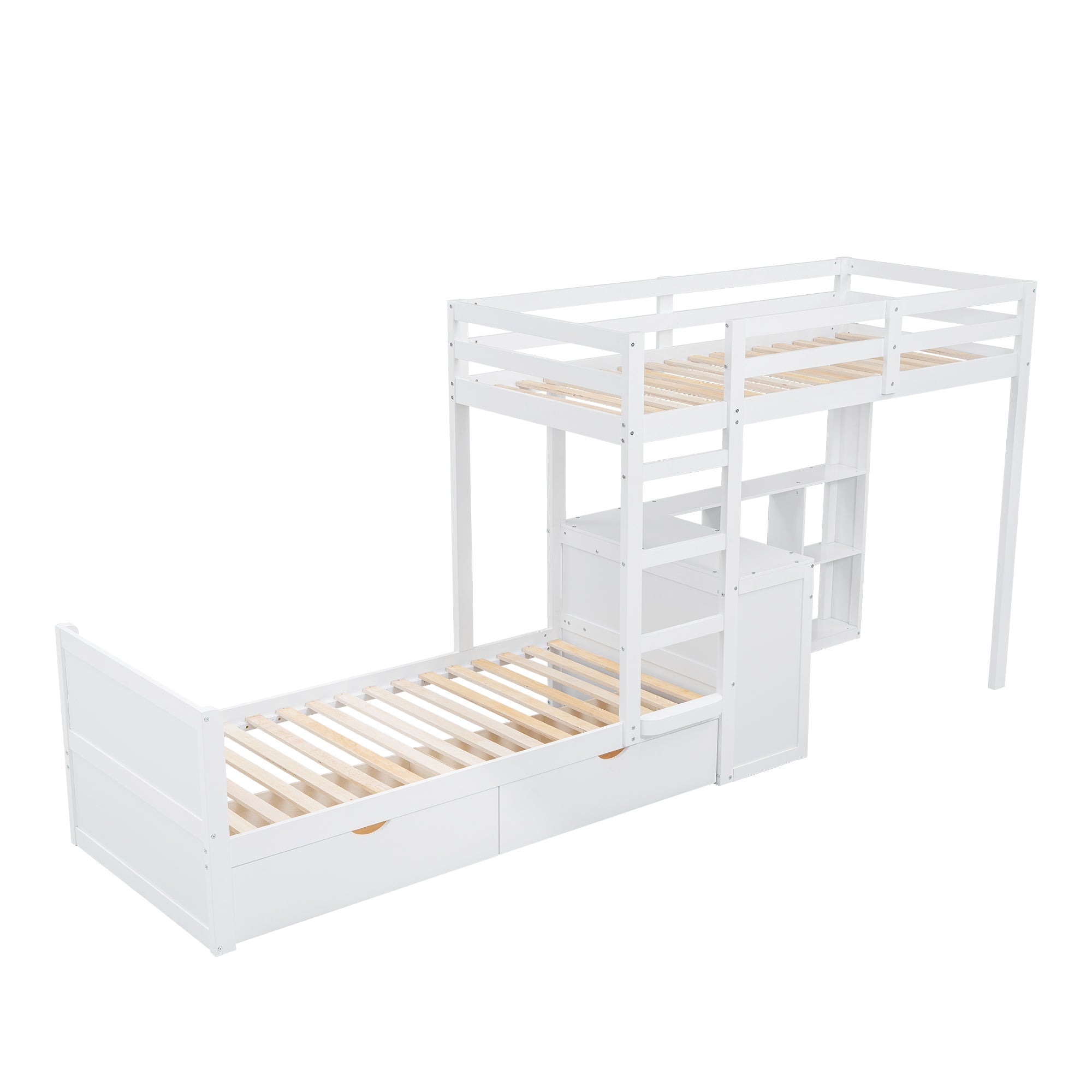 Logidon stapelbed 90x200 cm witte drietrapsladder met bureau