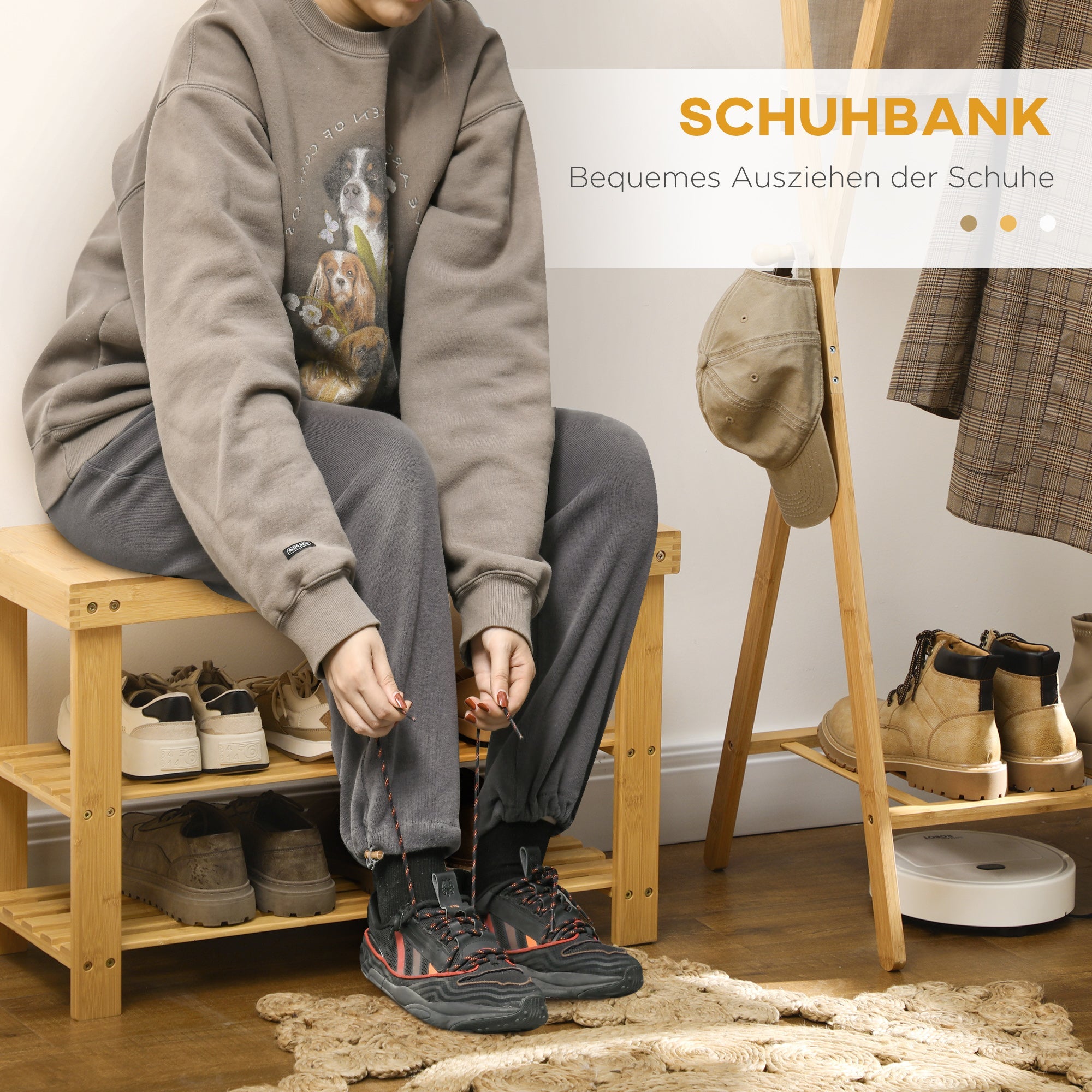 Logidon Schoenenbank Bamboe 3 Lagen Voor 6 Schoenen Natuurlijke Oppervlak