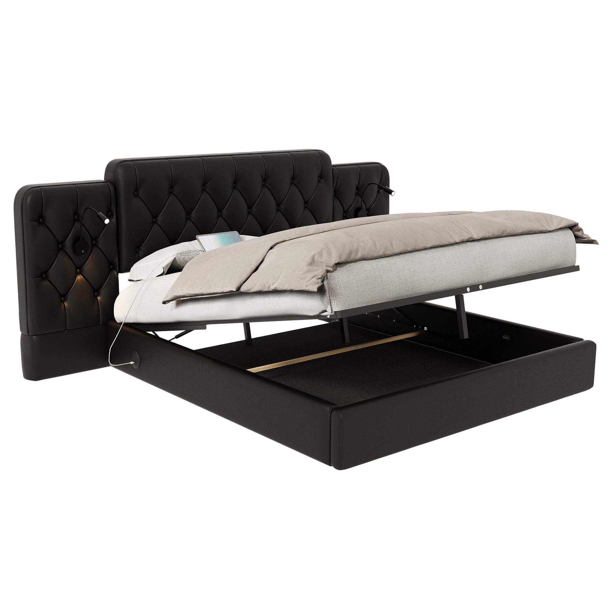 Logidon bedframe 180x200 cm zwart hydraulische opbergruimte