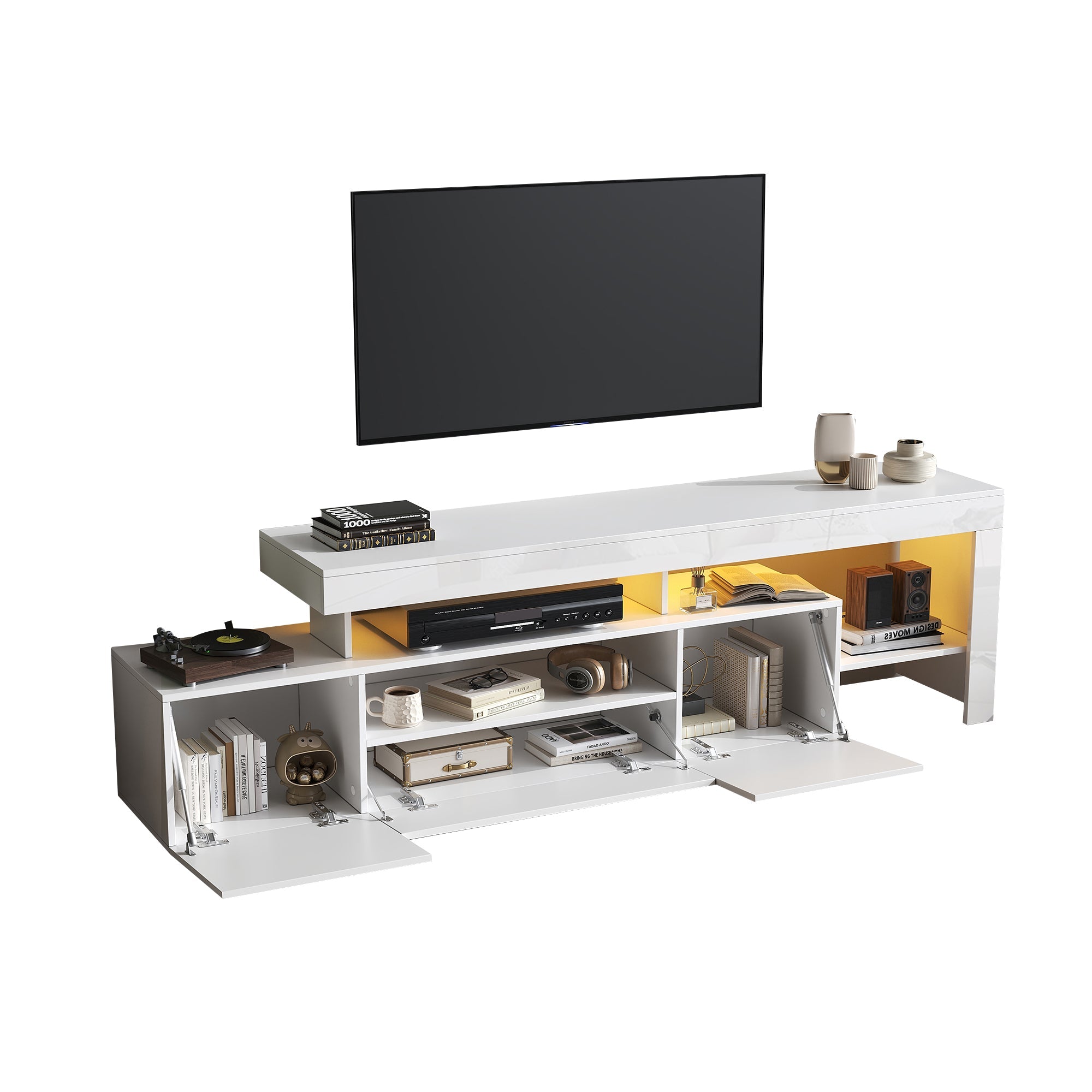 Logidon TV-meubel 192 x 37 x 53 cm witte hoogglans LED-verlichting
