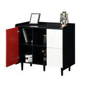 Logidon Dressoir Zwart Met Rode Deuren 2 Lades 90x40x80 cm